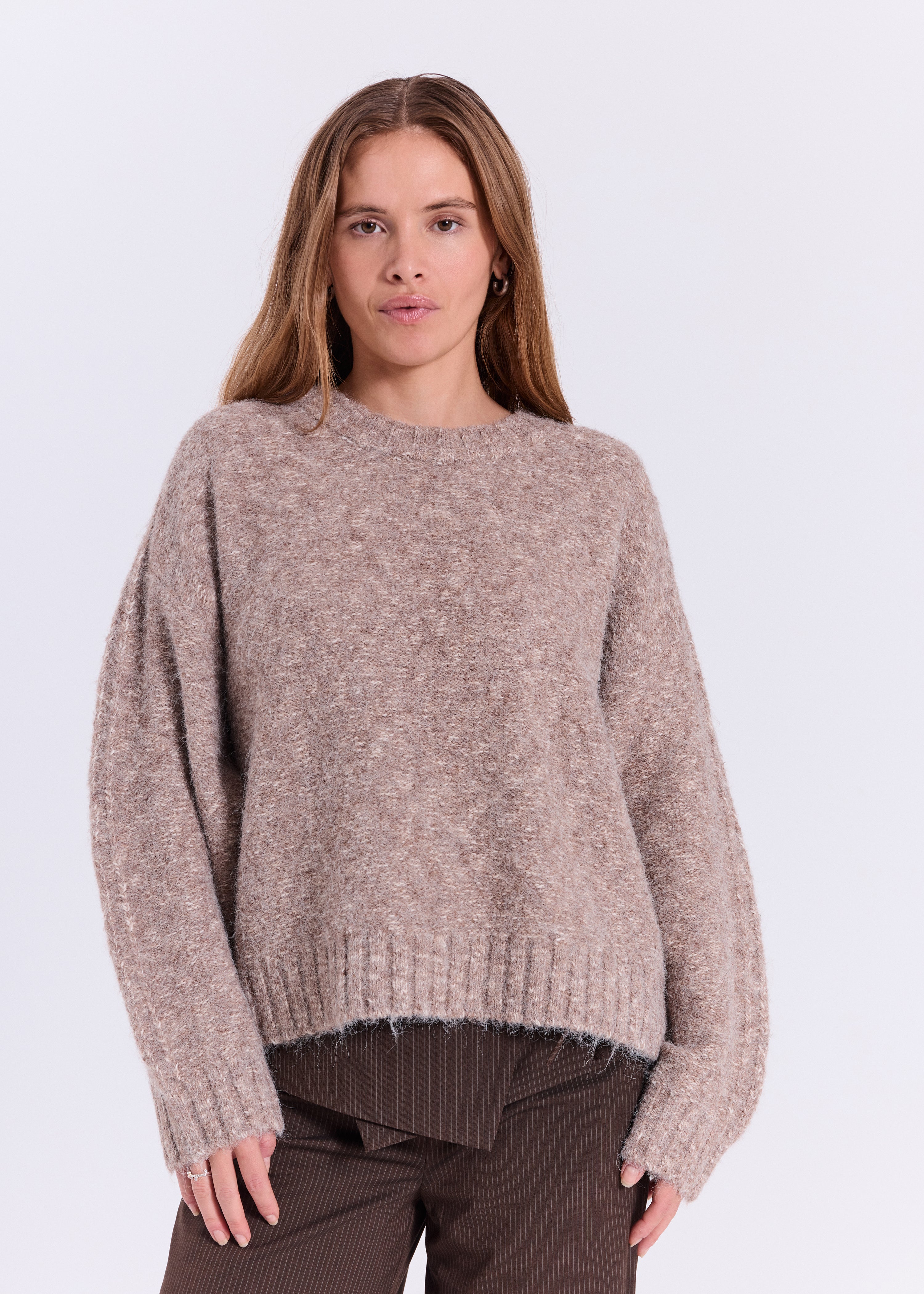 NORR Lillen knit top Strik Brown melange