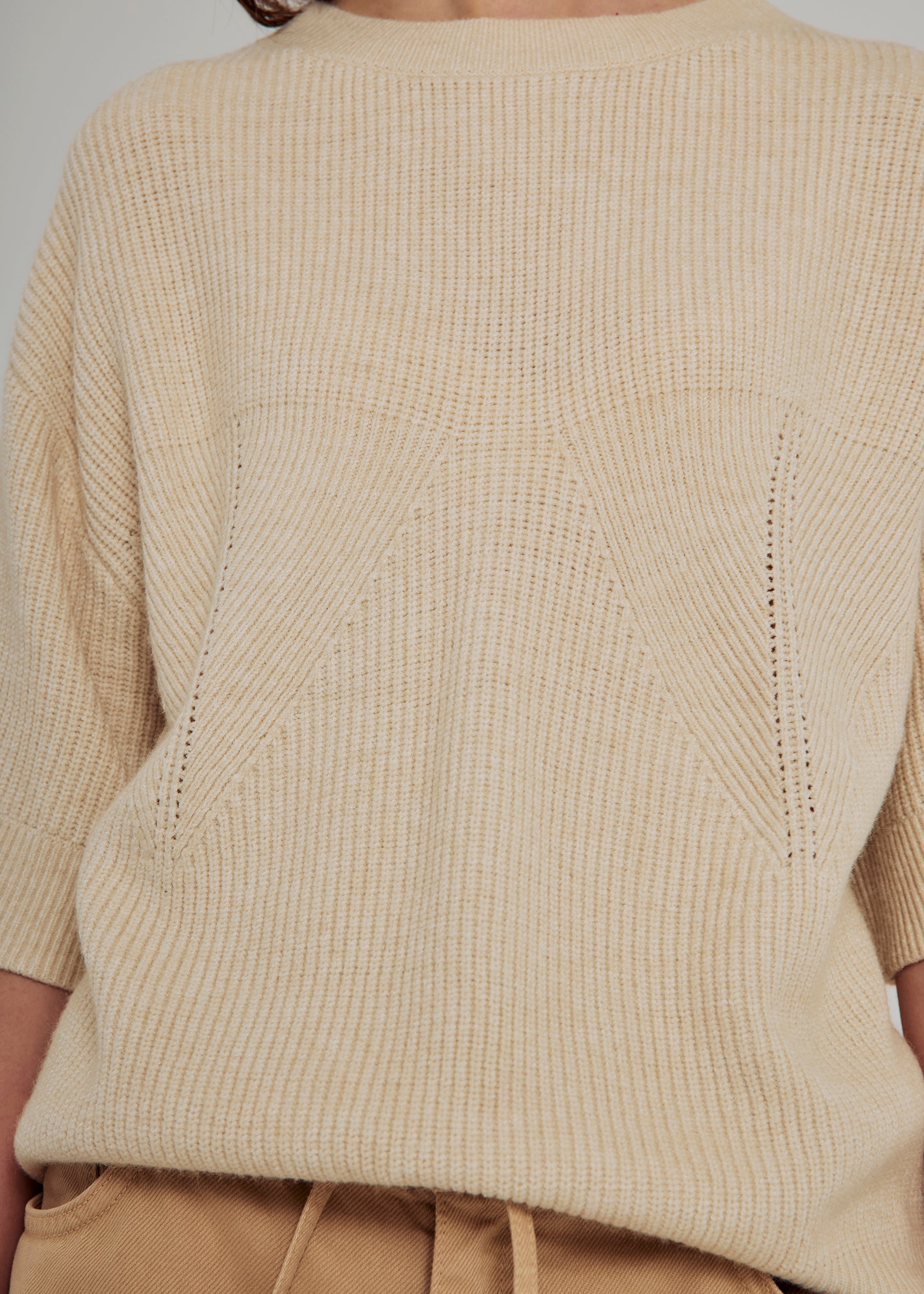 NORR Lindsay knit tee T-shirts Ivory melange