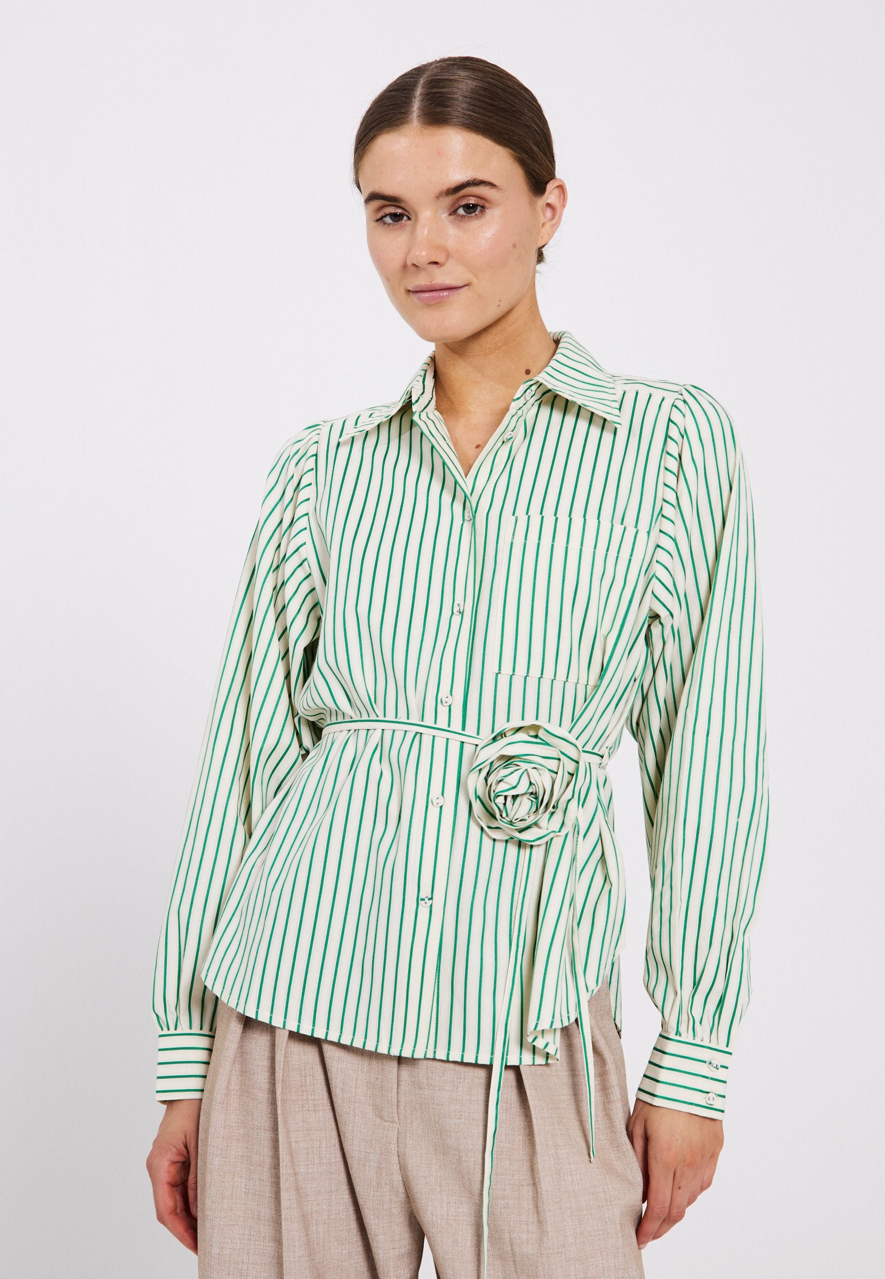 NORR Linna shirt Shirts Bright green stripe