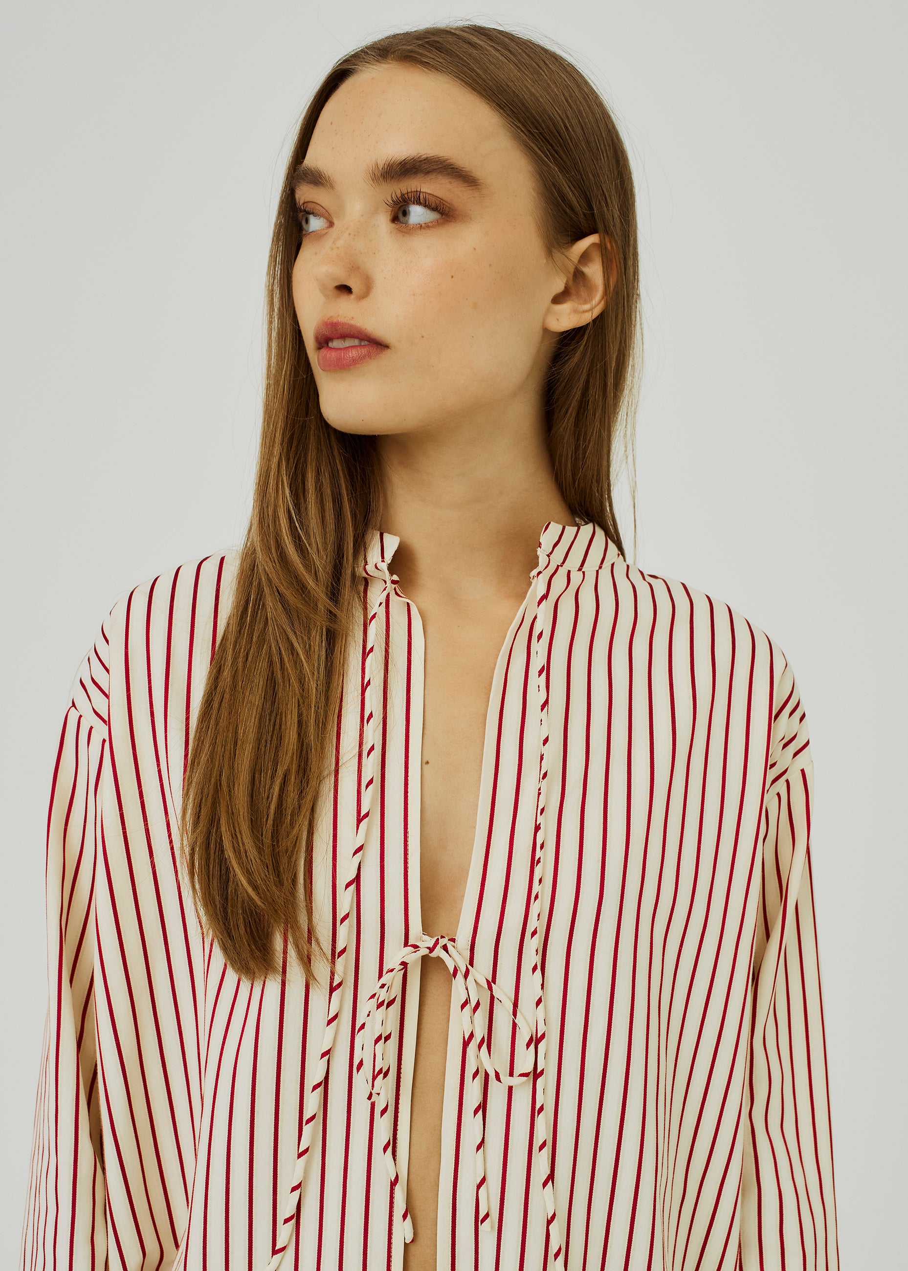 NORR Linna tie shirt Shirts Red stripes