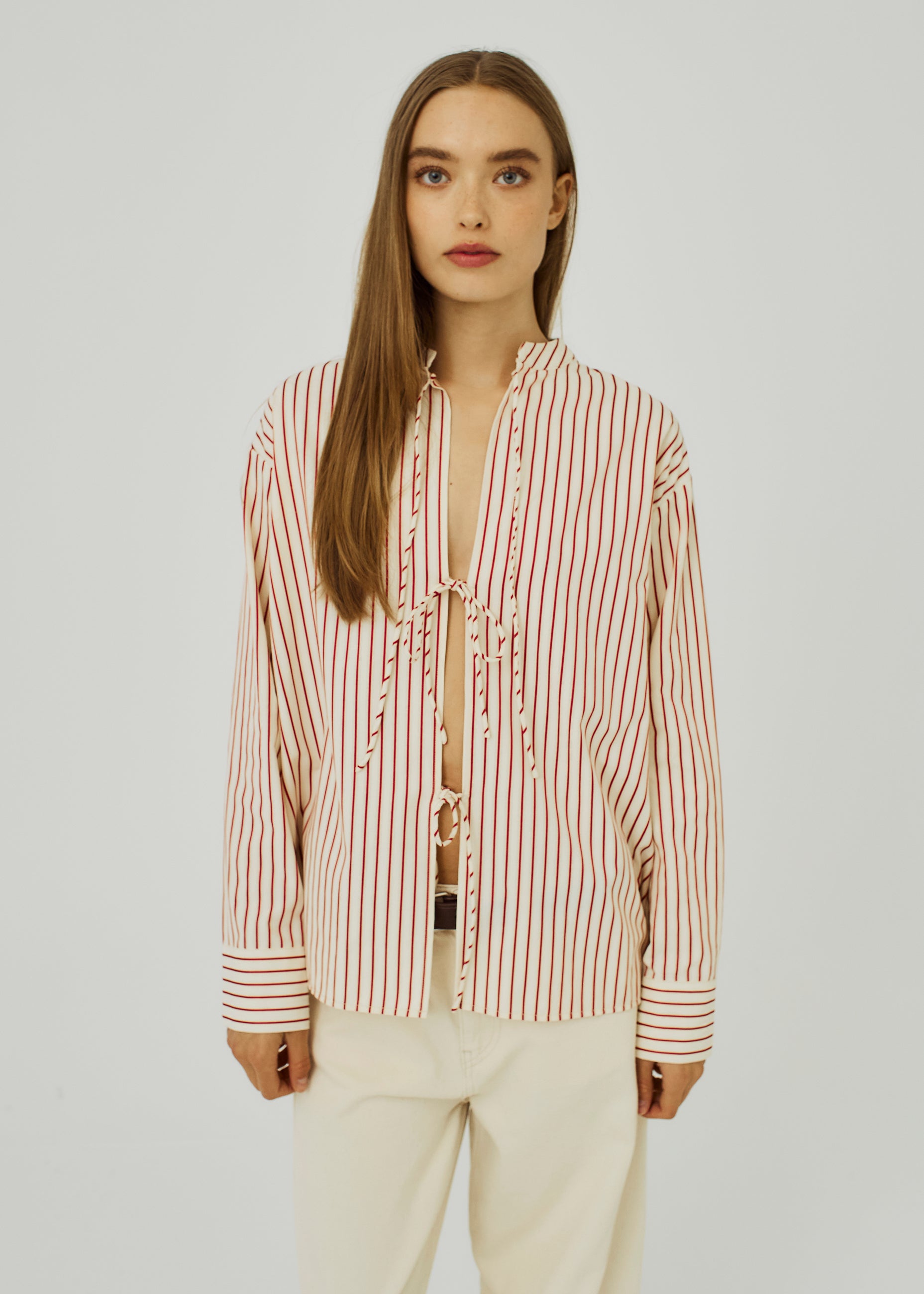 NORR Linna tie shirt Shirts Red stripes