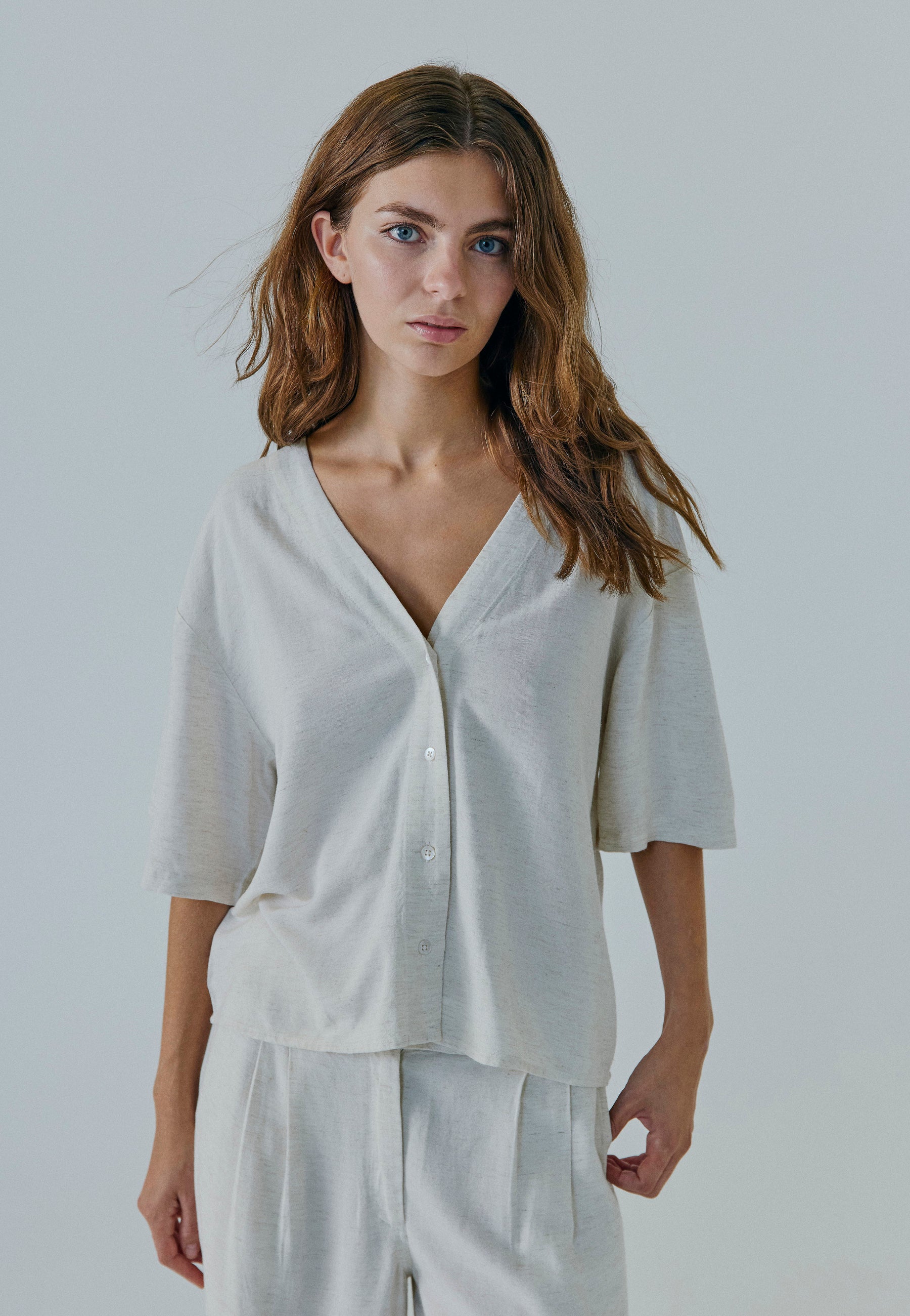 NORR Linne shirt Skjorter Beige