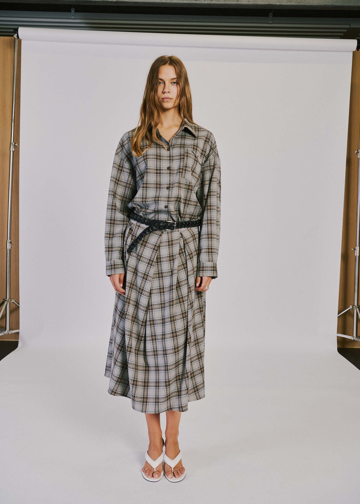 NORR Lyra midi skirt Nederdele Brown check