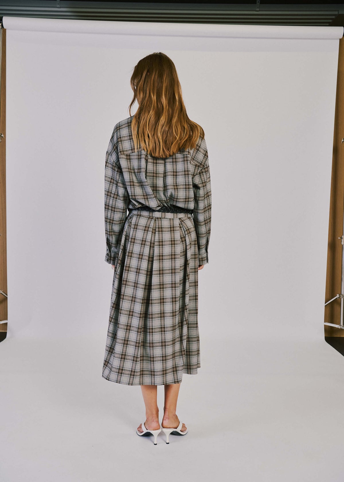 NORR Lyra midi skirt Nederdele Brown check