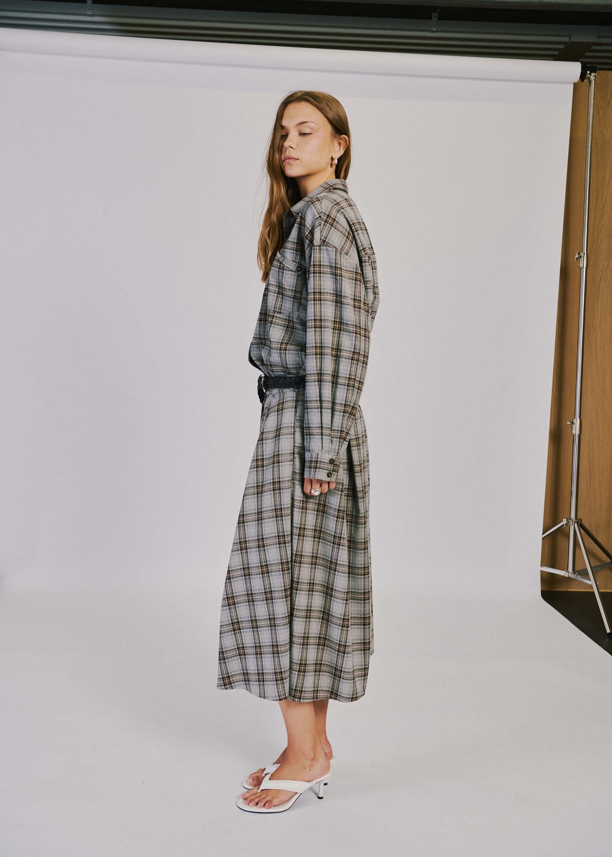 NORR Lyra midi skirt Nederdele Brown check