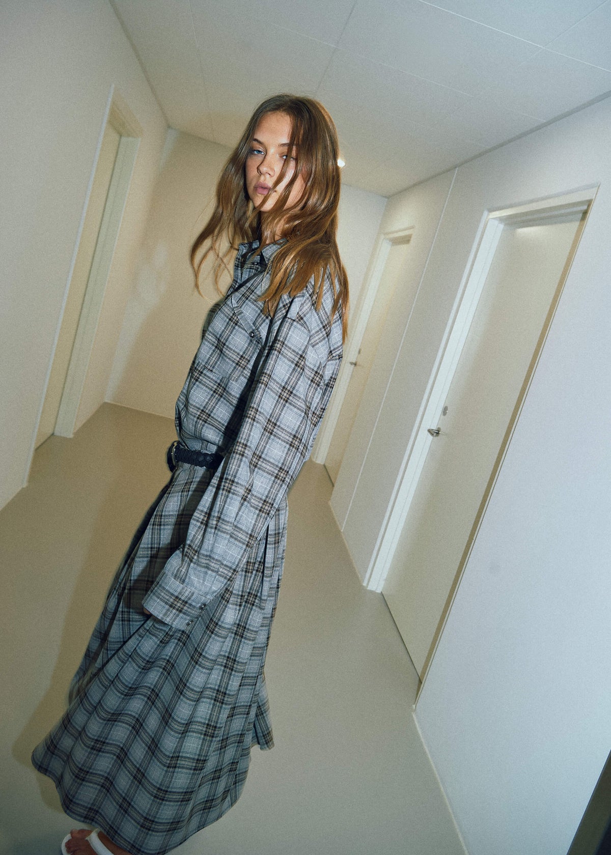 NORR Lyra midi skirt Nederdele Brown check