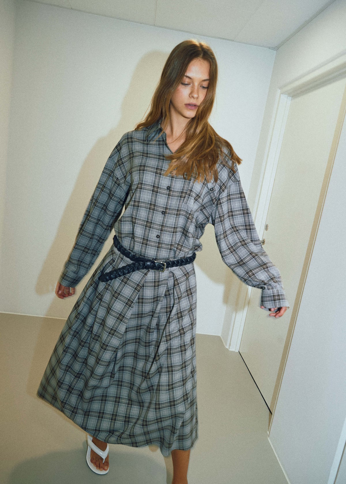 NORR Lyra midi skirt Nederdele Brown check