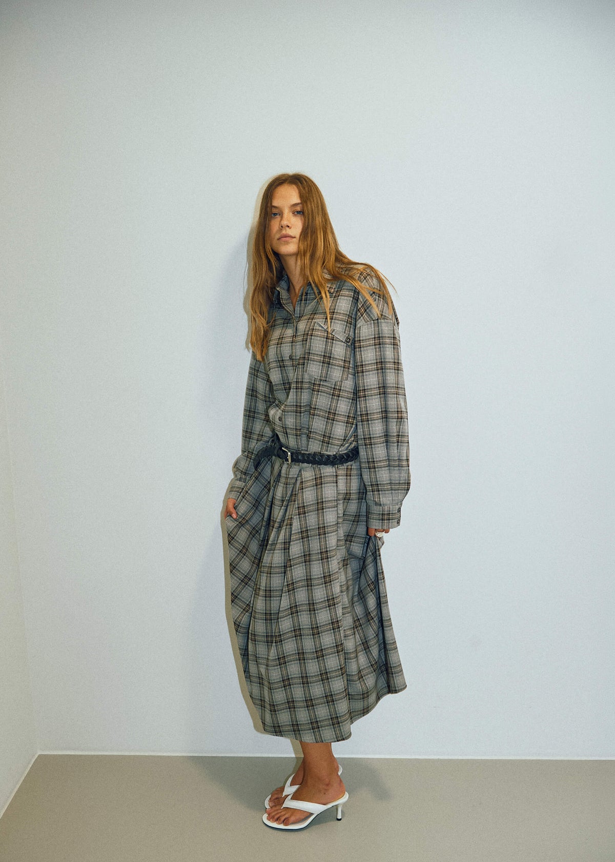 NORR Lyra midi skirt Nederdele Brown check