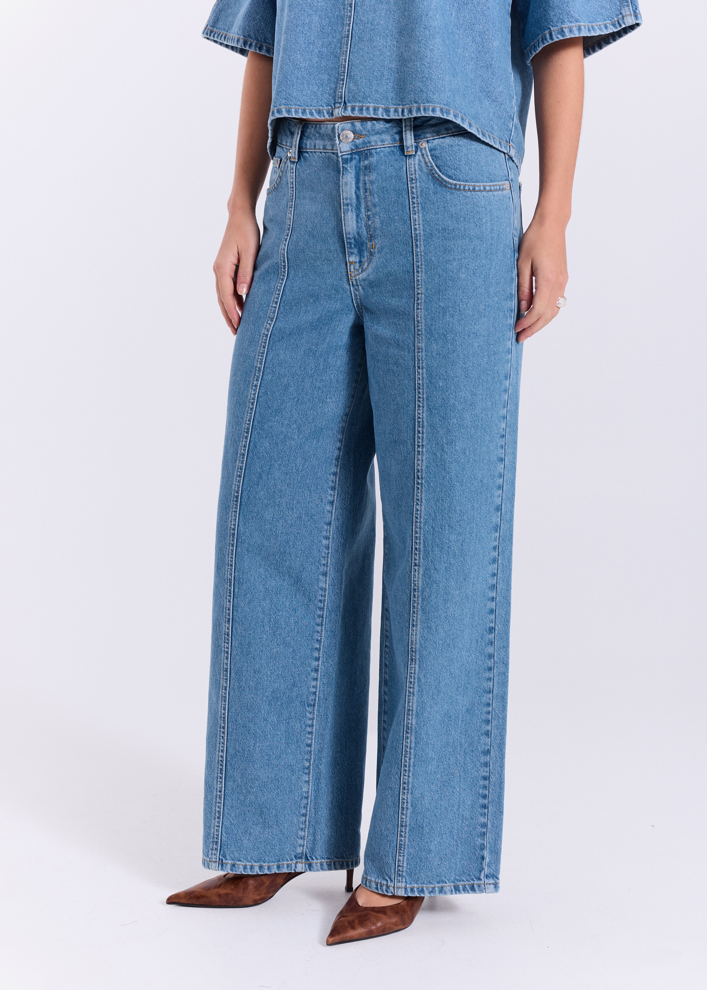 NORR Maja cutline jeans Bukser Medium blue denim