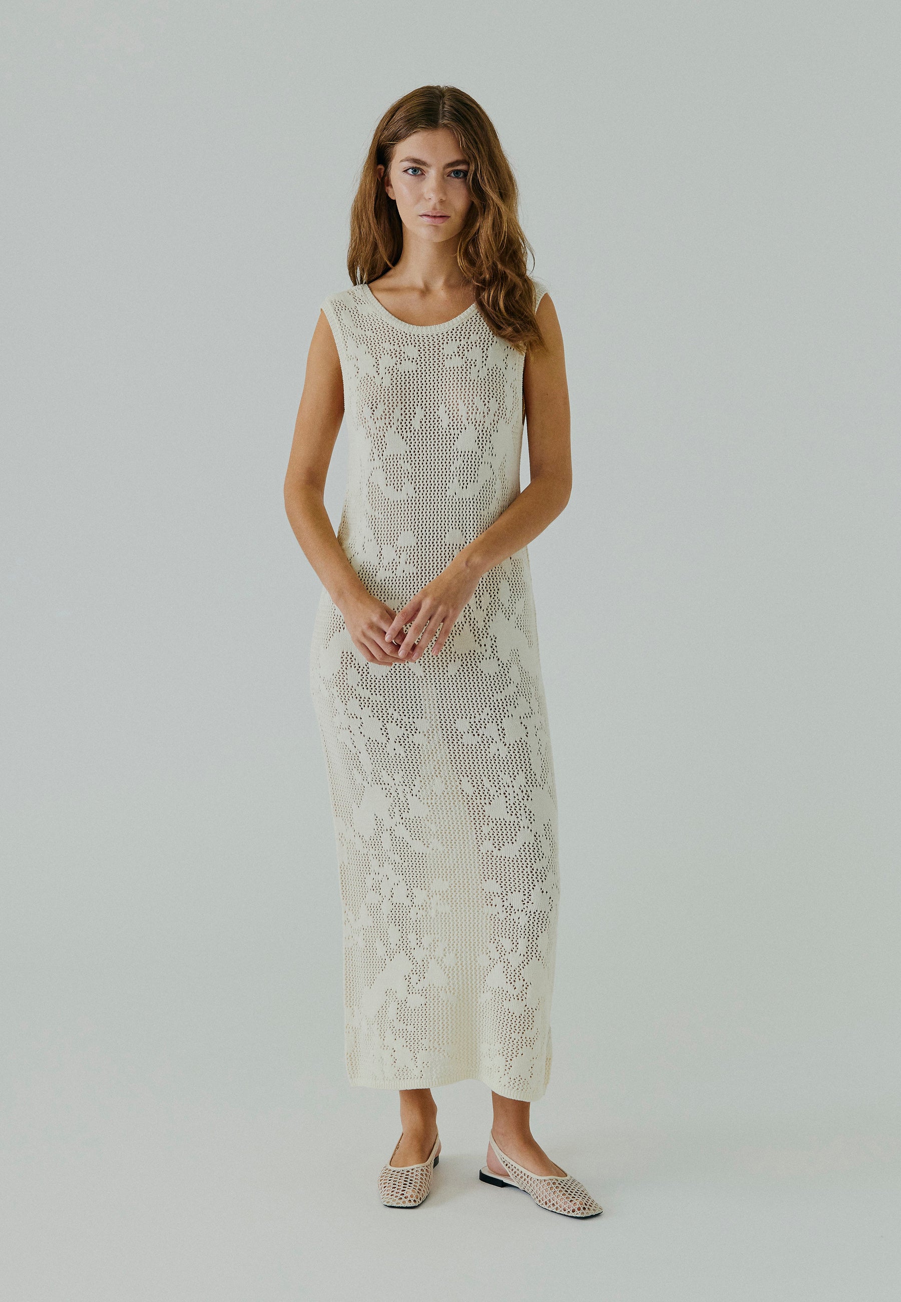 NORR Majsa crochet knit dress Kjoler Off-white