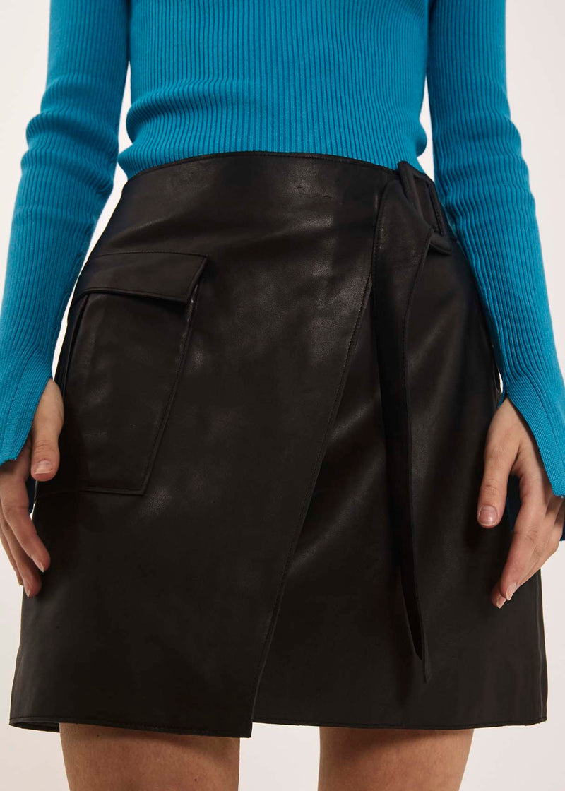 NORR Malikka short leather skirt Skirts Black