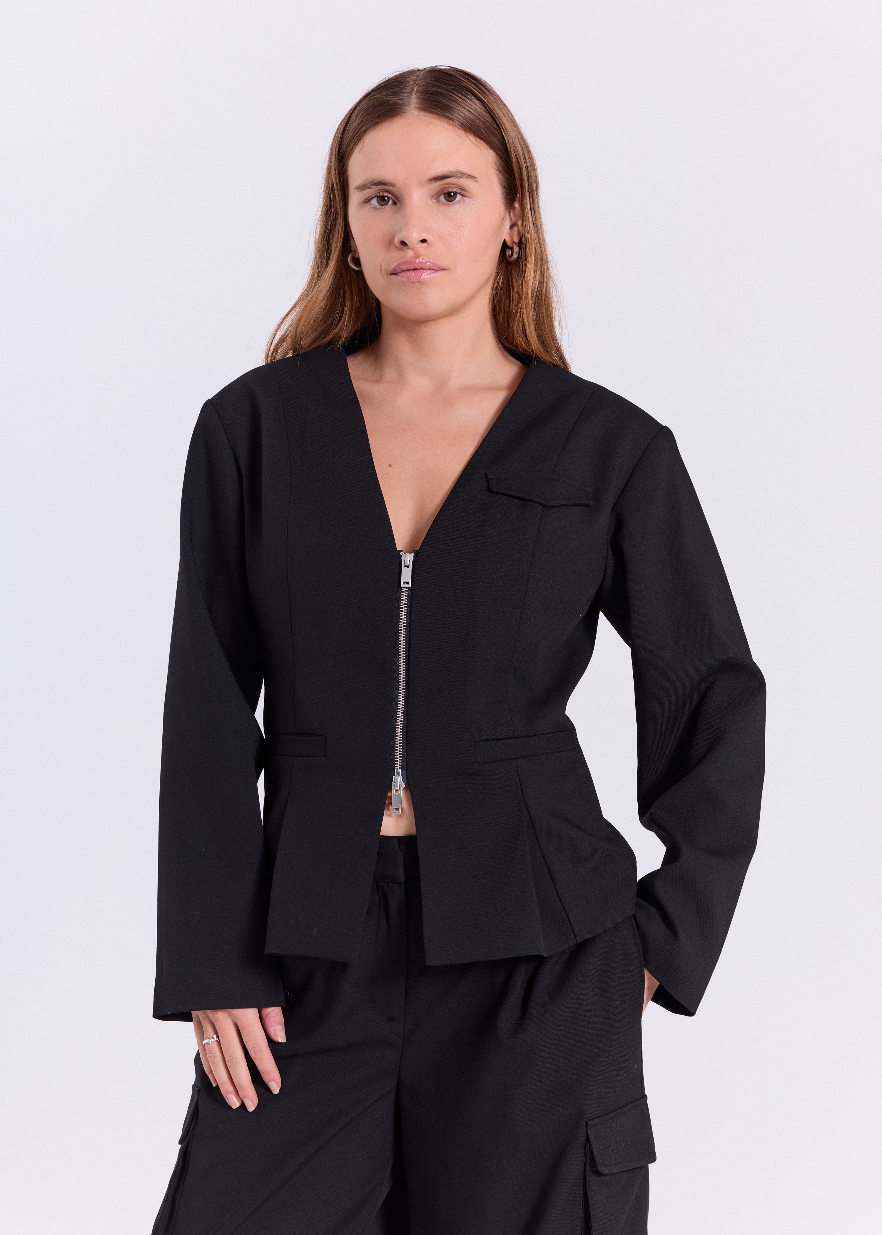 NORR Maysa waist zip blazer Blazer Black