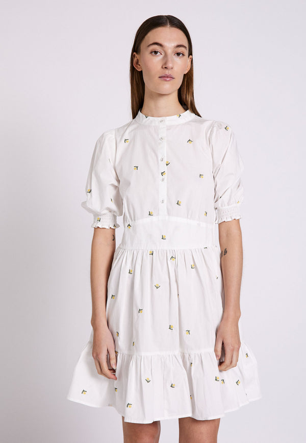 NORR Miluna 2/4 dress Dresses White w. embroidery