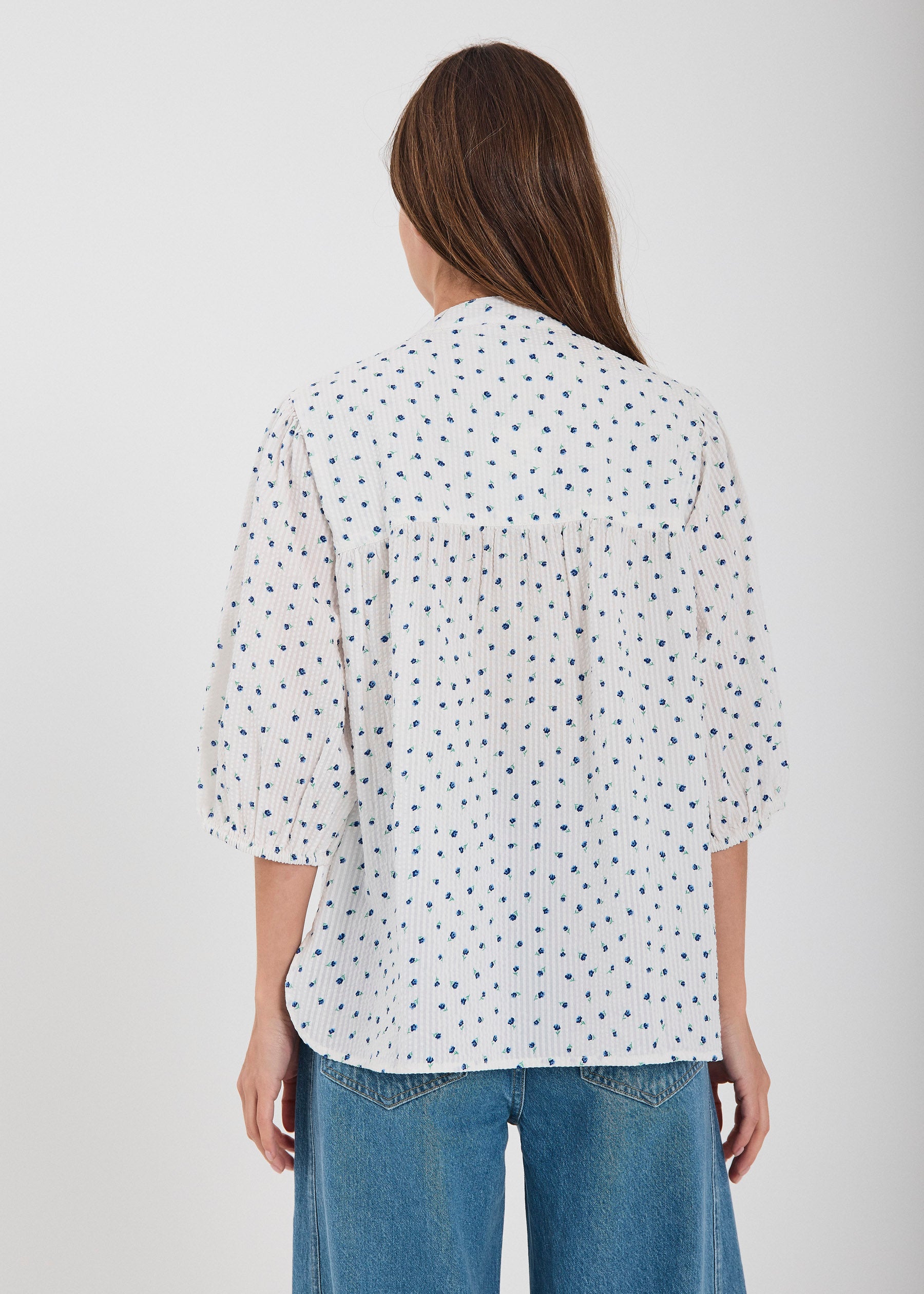 NORR NO - Fia shirt Skjorter Blue flower AOP