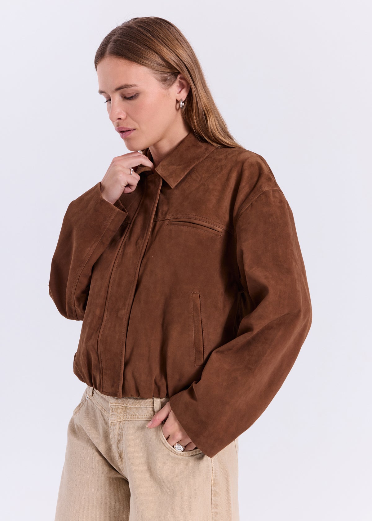 NORR Nathalio suede jacket Jakker Caramel brown
