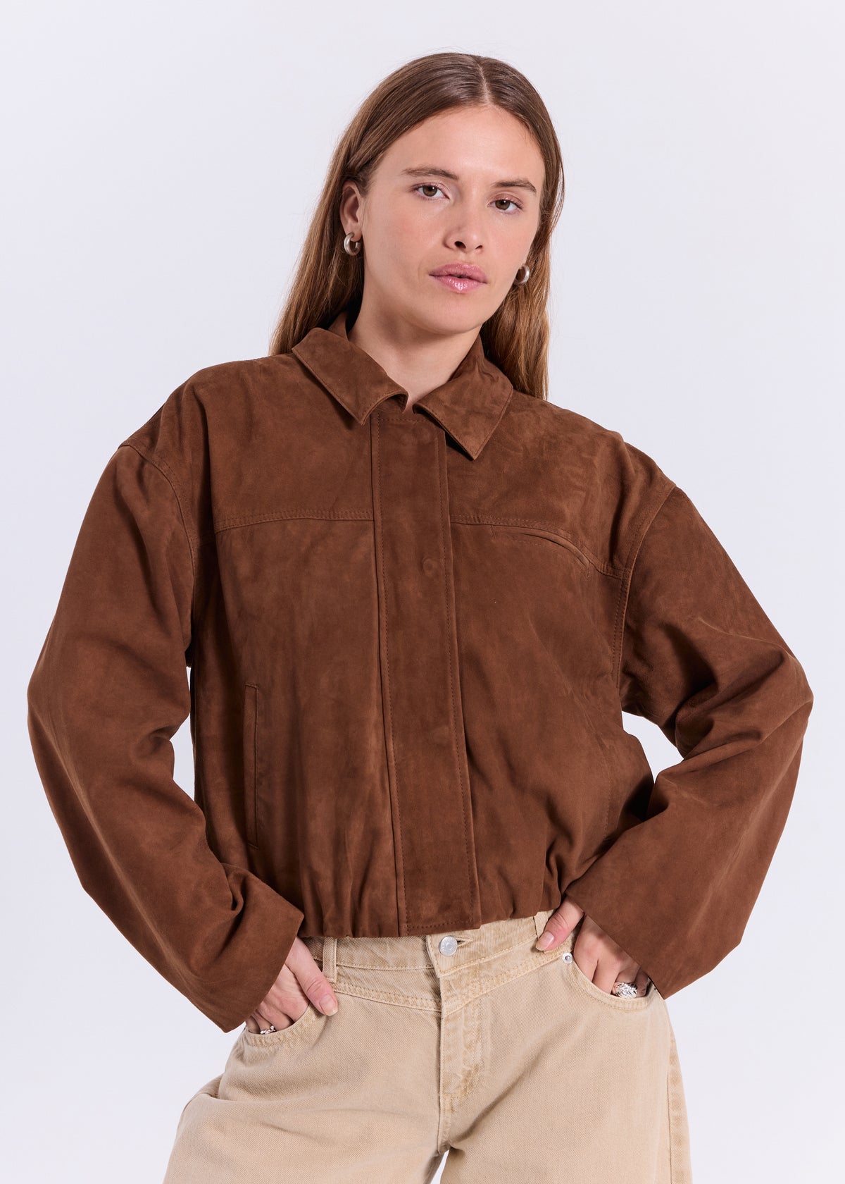 NORR Nathalio suede jacket Jakker Caramel brown