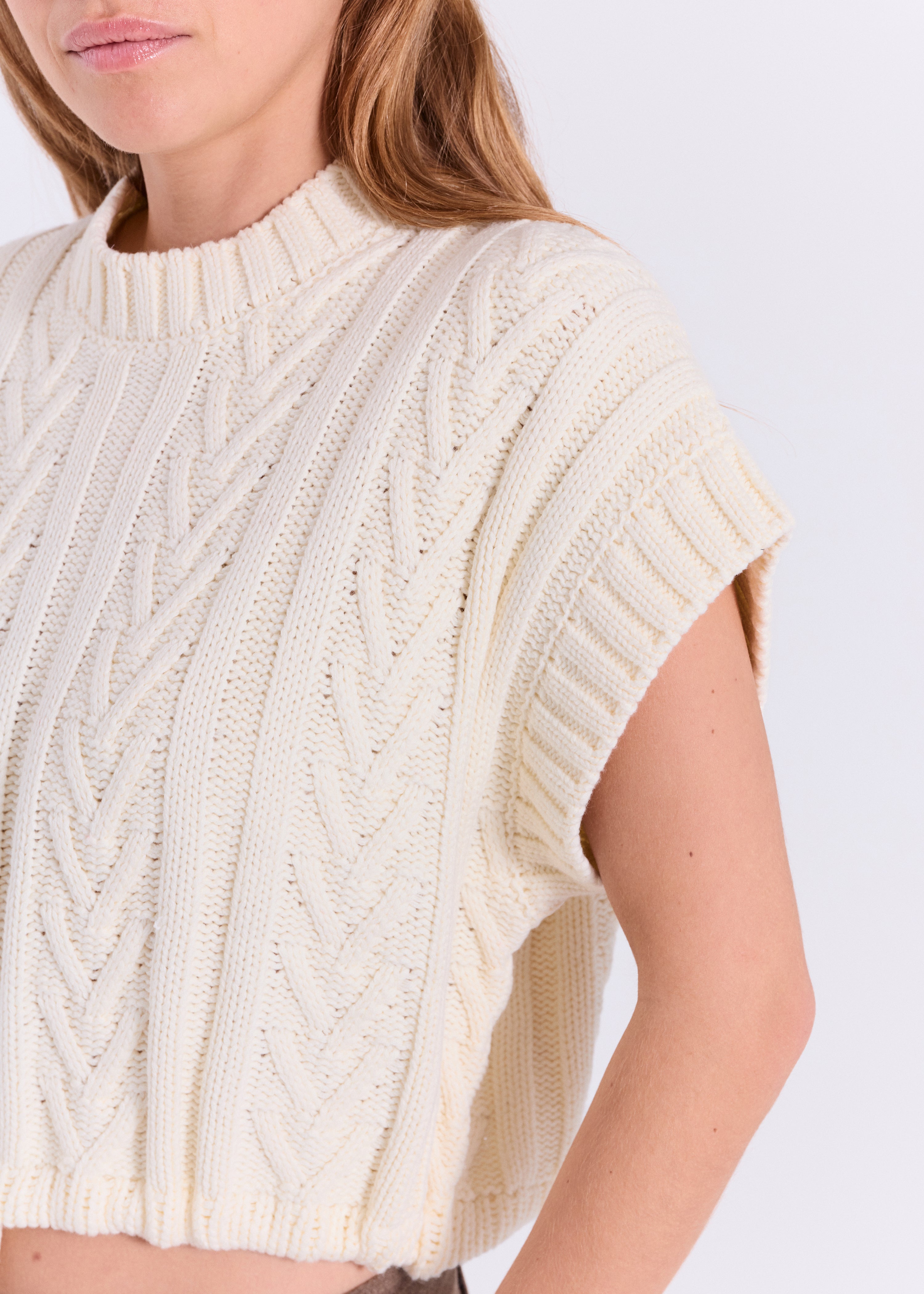 NORR Neel knit waistcoat Strik Off-white
