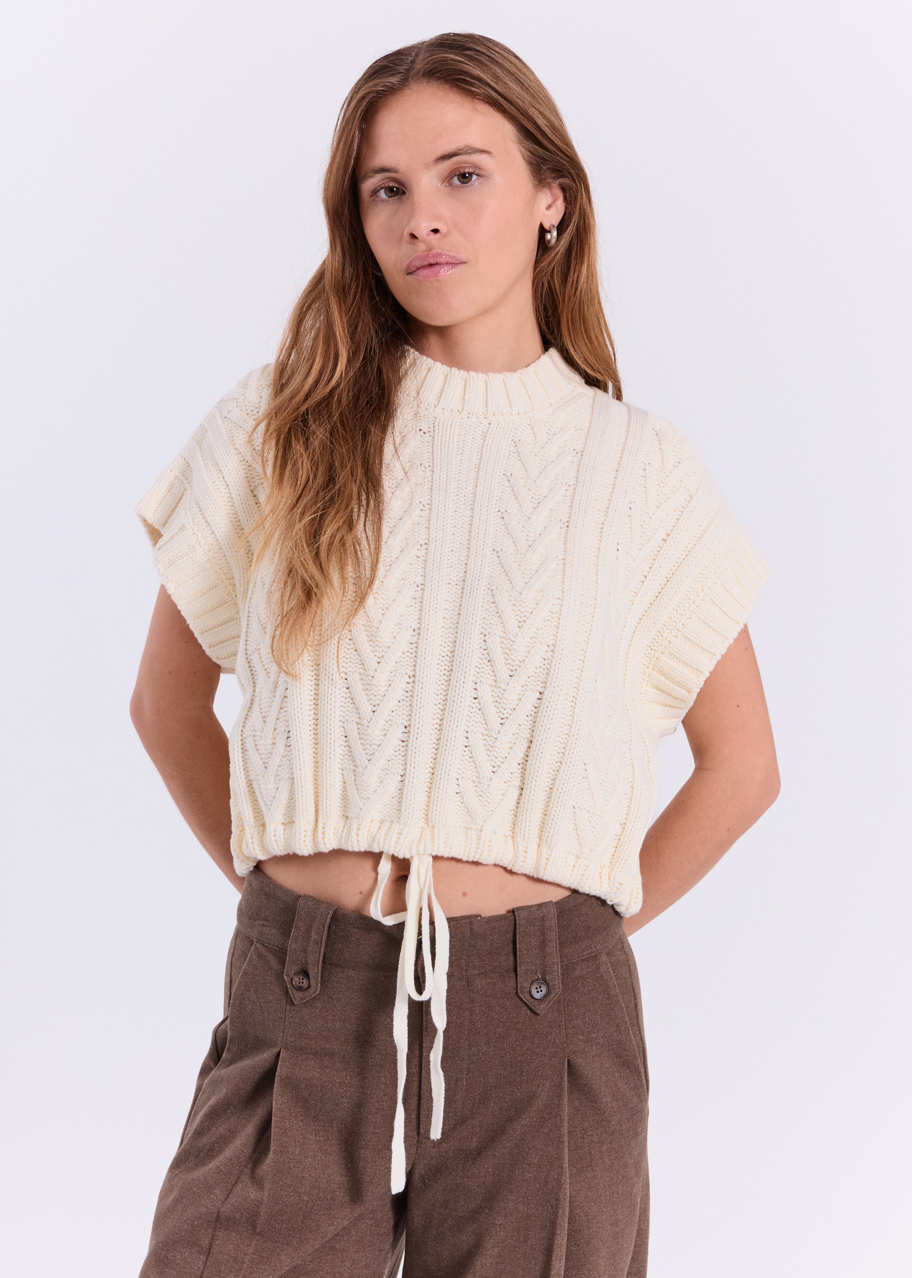 NORR Neel knit waistcoat Strik Off-white