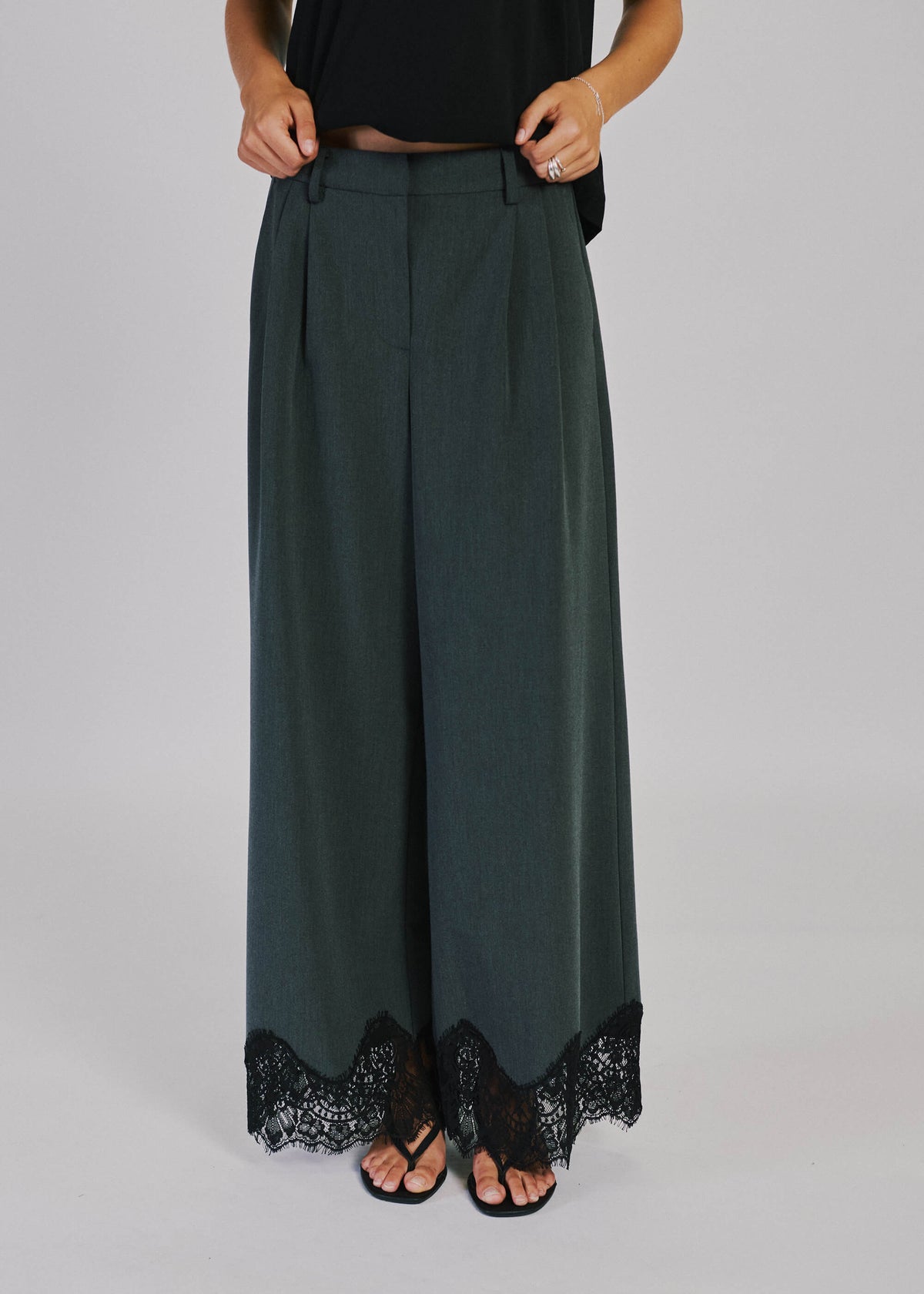 NORR Nina lace pants Bukser Grey melange