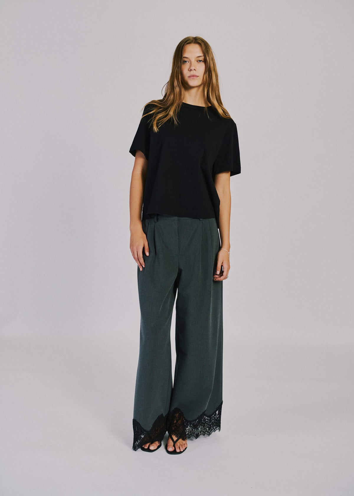 NORR Nina lace pants Bukser Grey melange