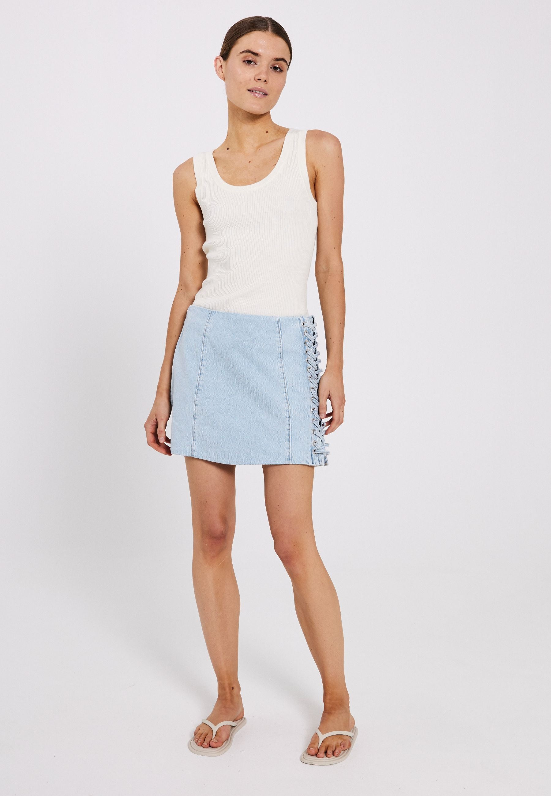 NORR Ninni lace denim skirt Skirts Blue light wash