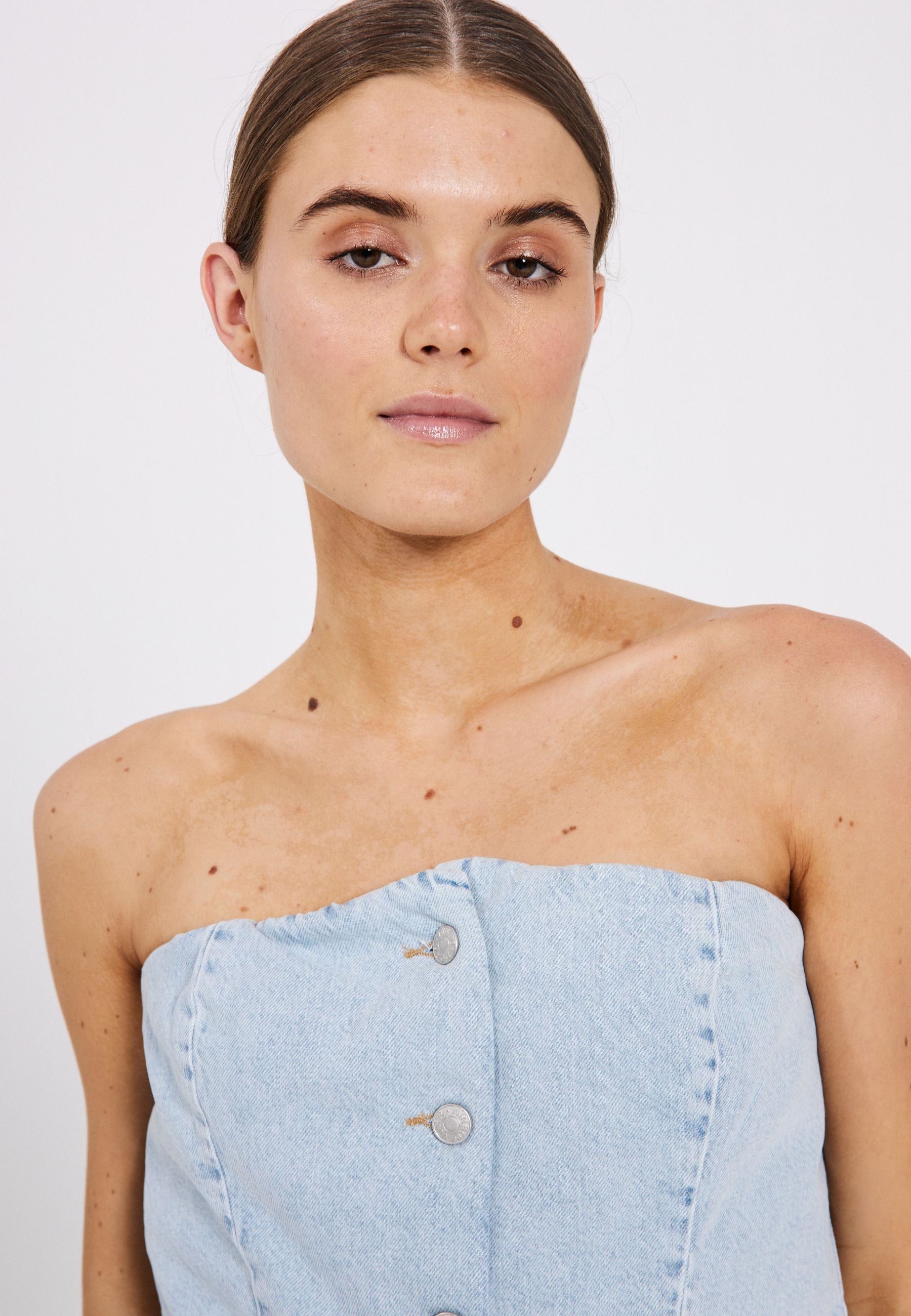 NORR Ninni tube denim top Tops Blue light wash