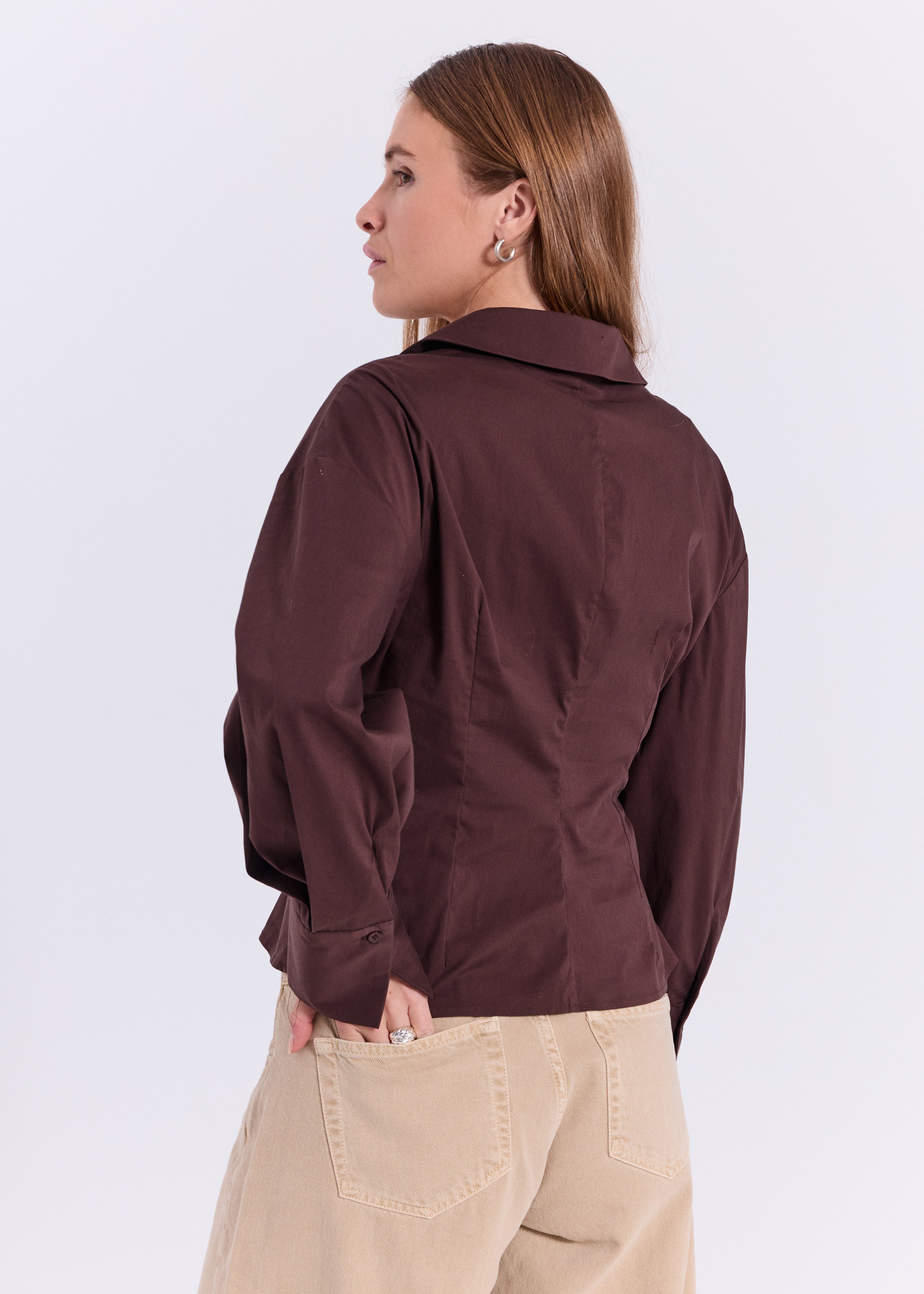 NORR Otilia LS gathered top Toppe Dark Brown