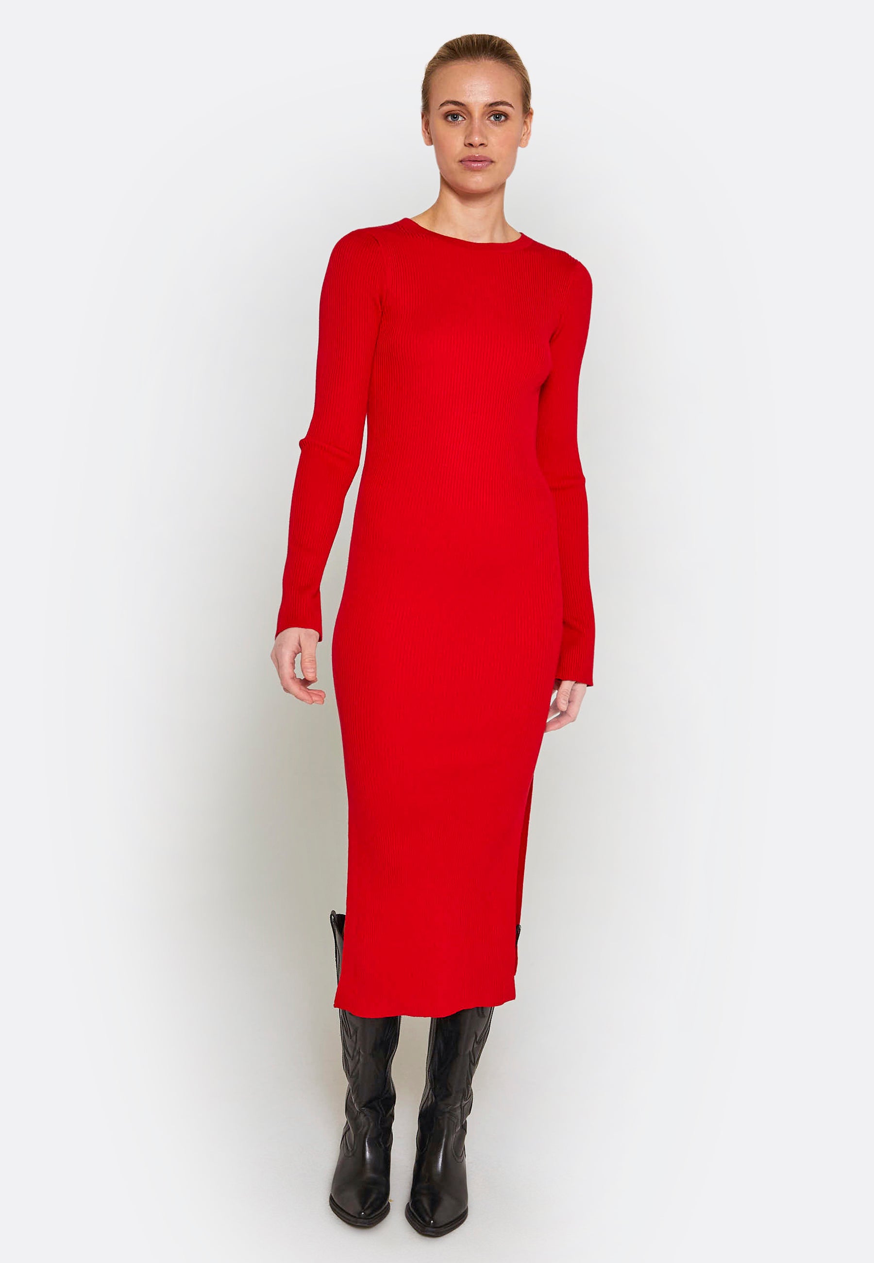 NORR Sherry LS knit dress Dresses Red