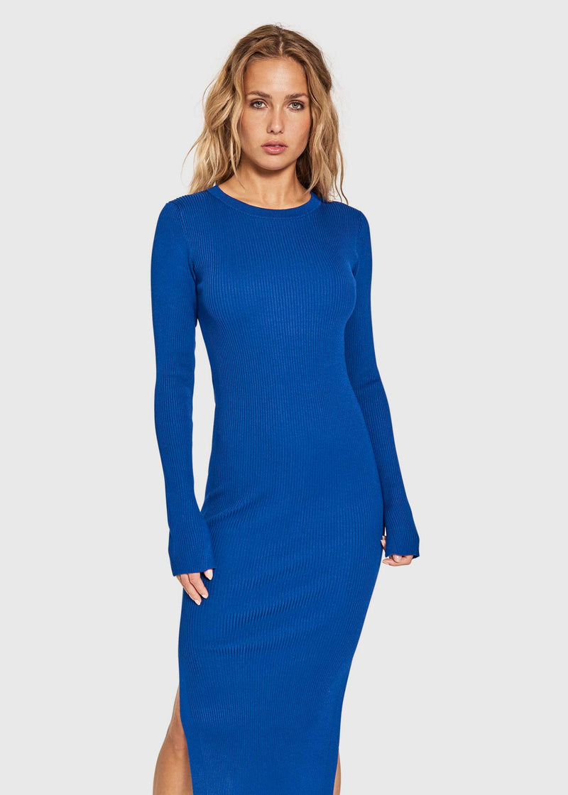 NORR Sherry LS knit dress Dresses Strong blue