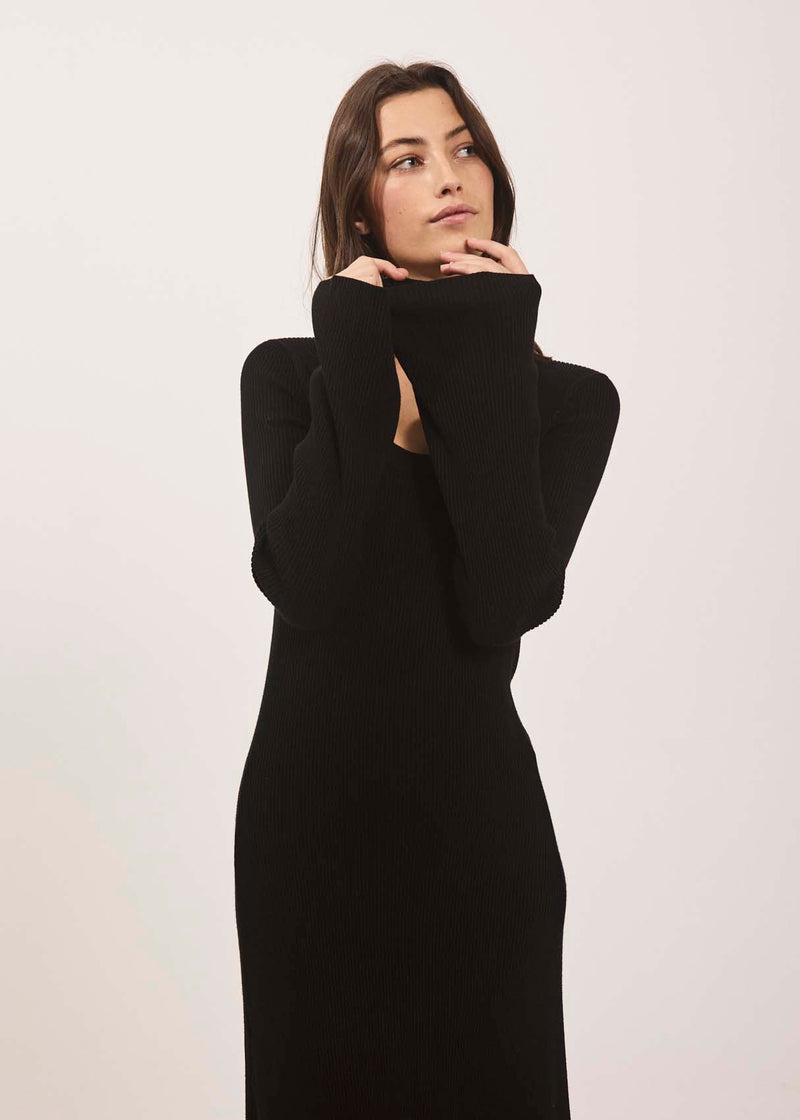 NORR Sherry flared knit dress Dresses Black