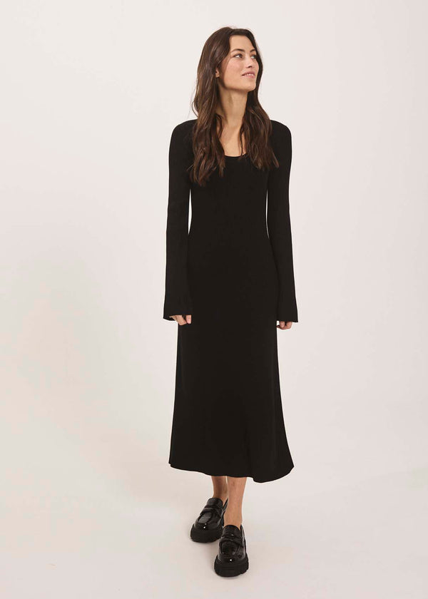 NORR Sherry flared knit dress Dresses Black