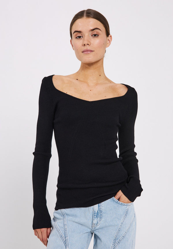 NORR Sherry heart knit top Tops Black