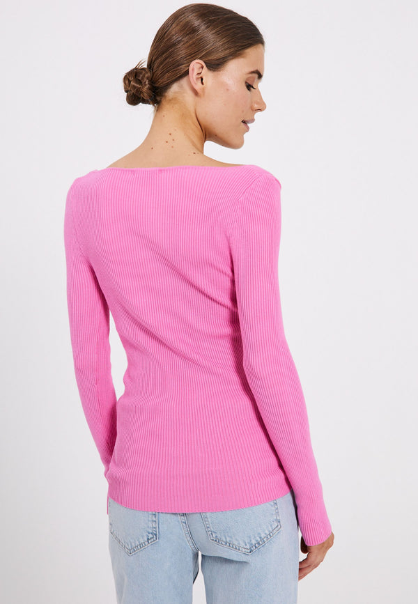 NORR Sherry heart knit top Tops Bright pink