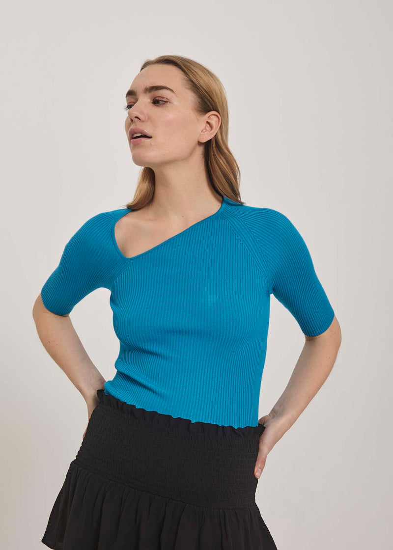 NORR Sherry knit tee T-shirts Ibiza blue