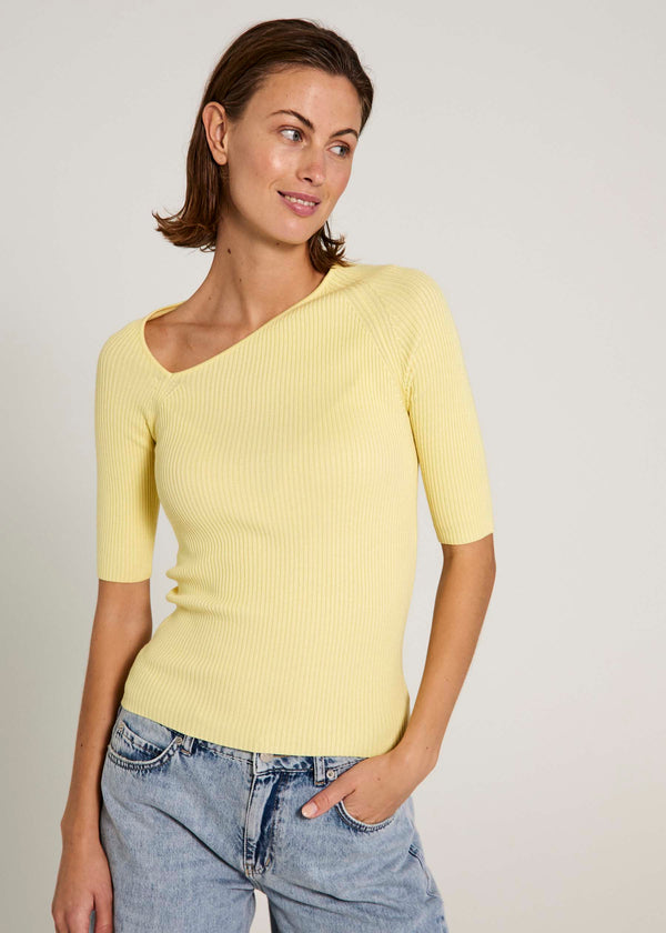 NORR Sherry knit tee T-shirts Light yellow