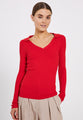 Sherry polo knit top - Bright red
