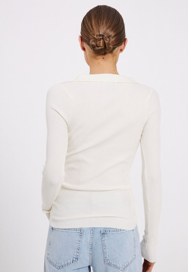 NORR Sherry polo knit top Tops Off-white