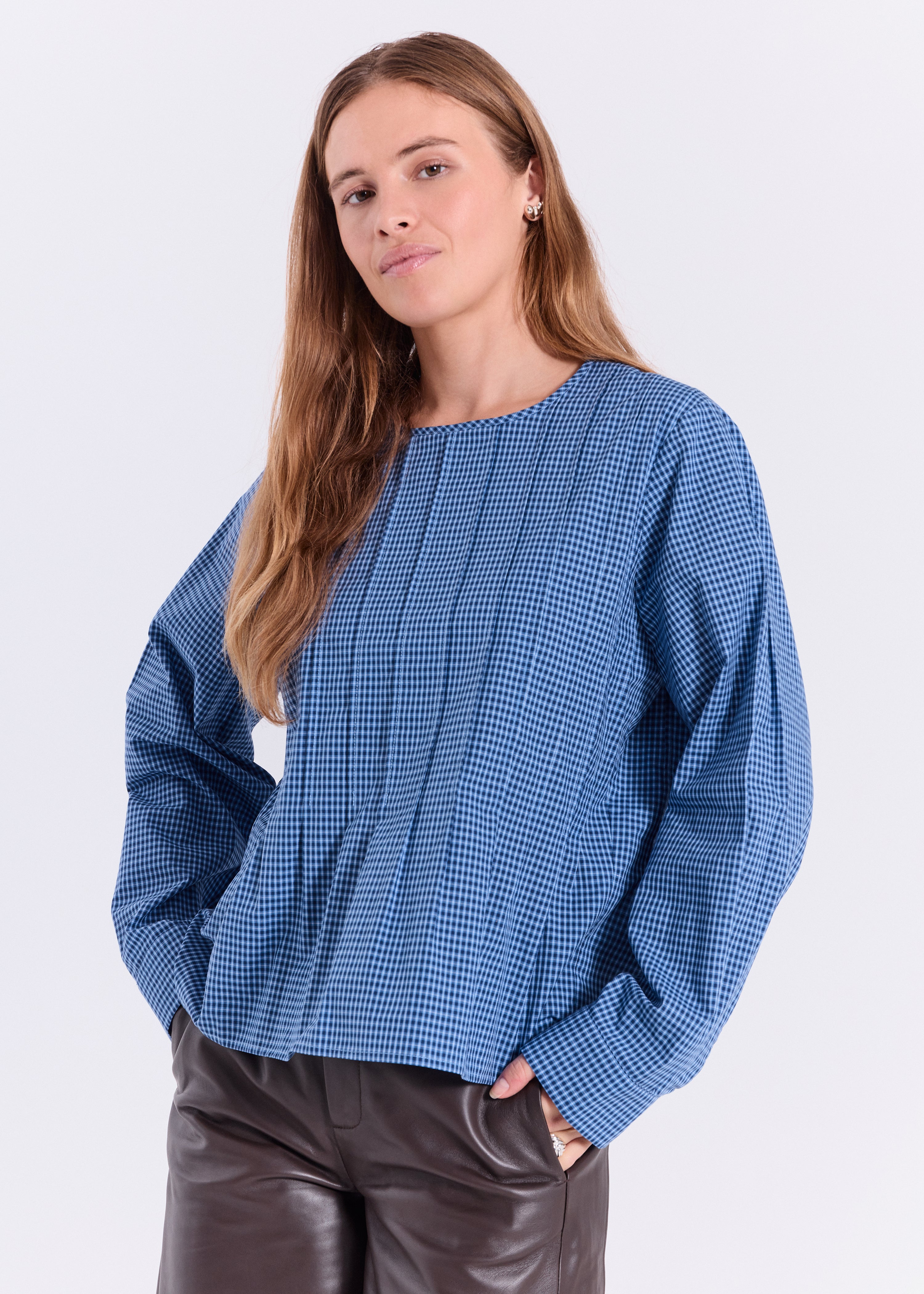 NORR Soffie top Toppe Blue check