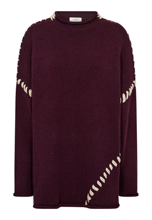 NORR Strings knit top Knits Deep Cherry