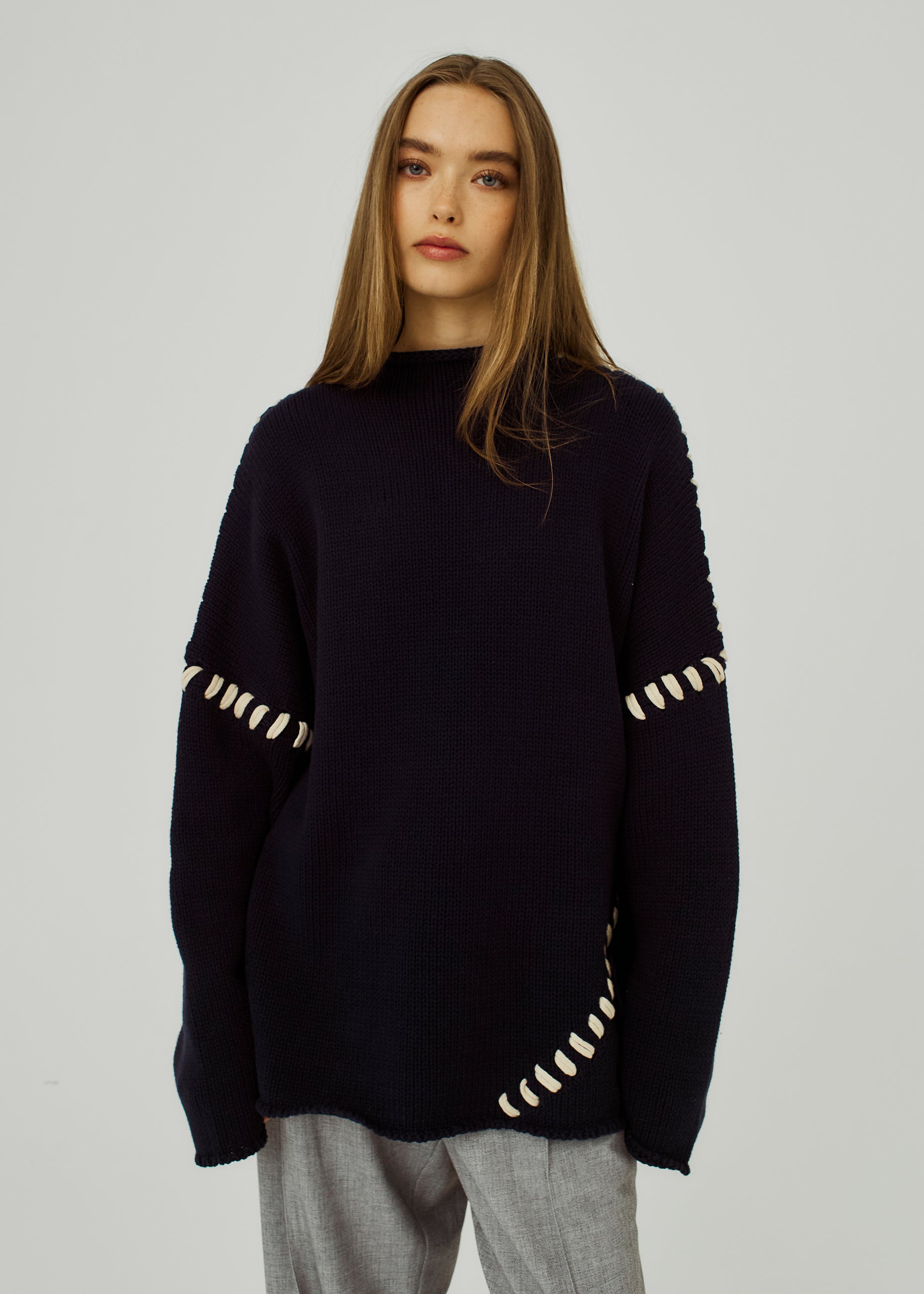 NORR Strings knit top Knits Navy string