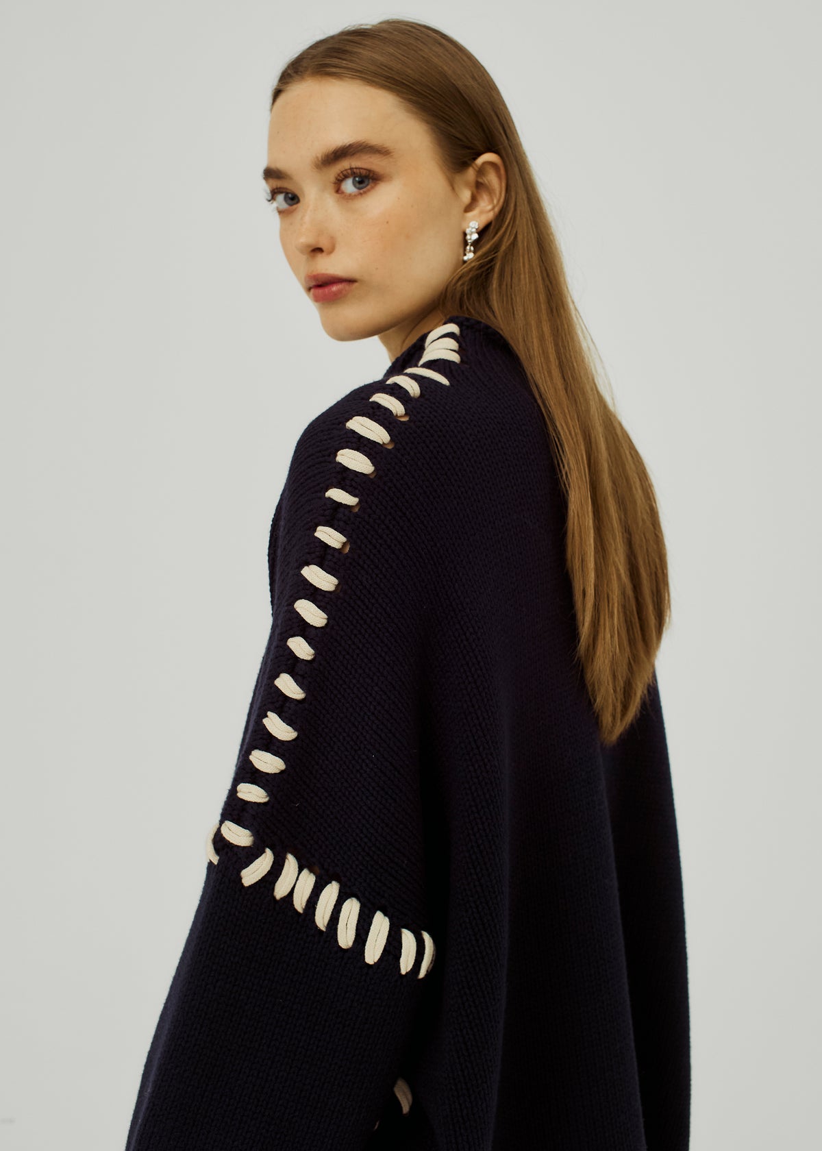 NORR Strings knit top Strik Navy string
