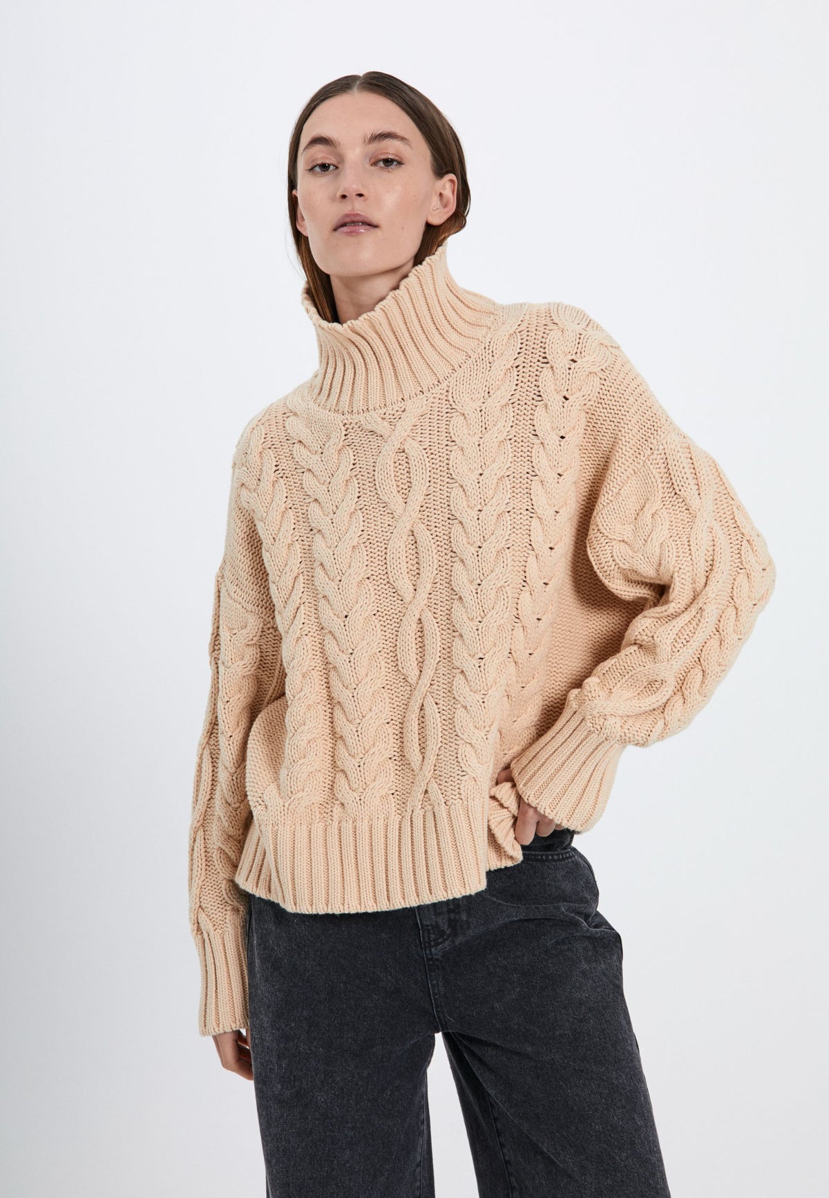 NORR Thea knit top Strik Beige