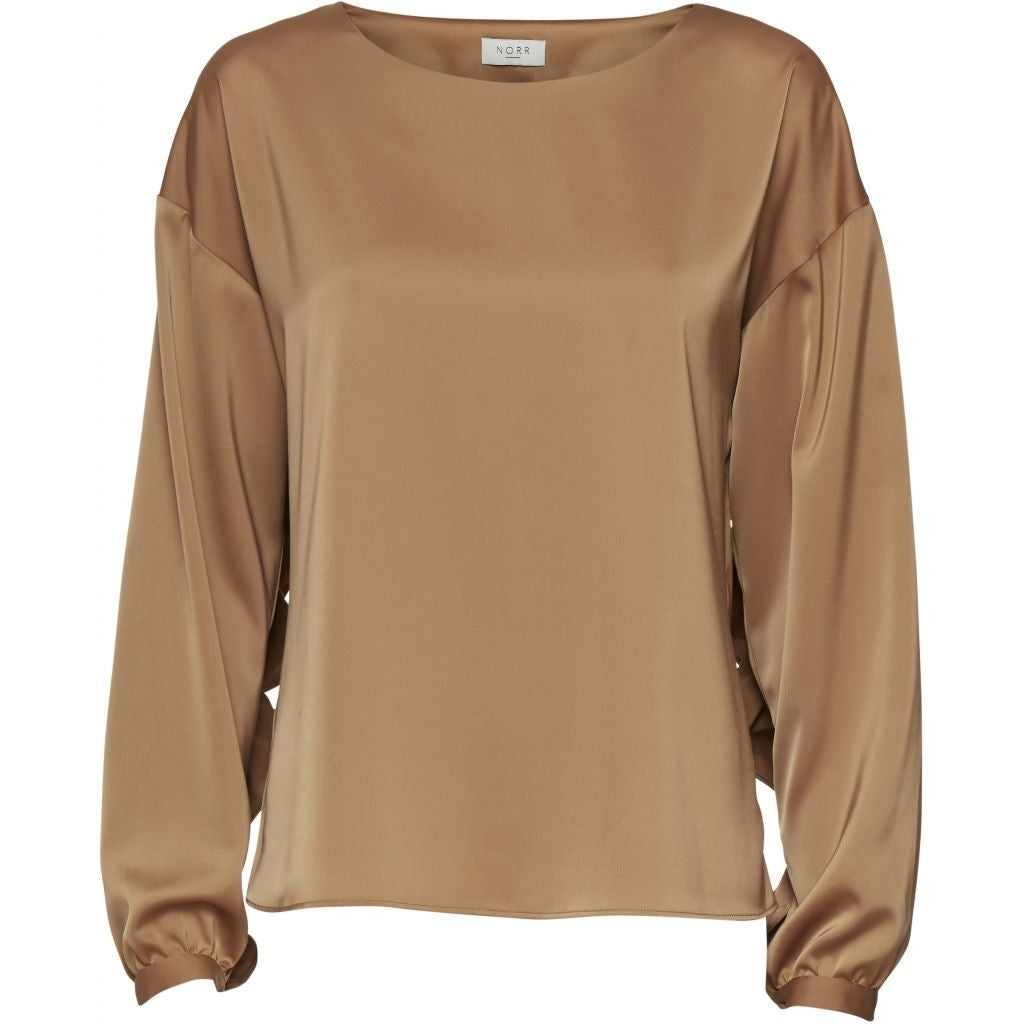 NORR Tracy LS ruffel top Toppe Almond