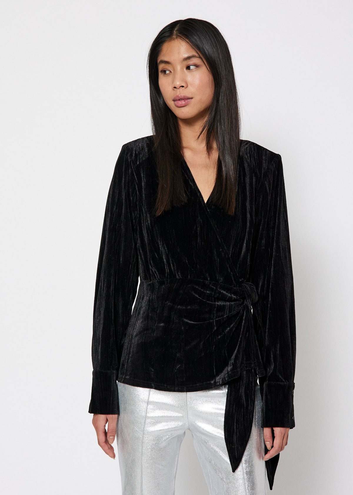 NORR Velvetta wrap top Toppe Black