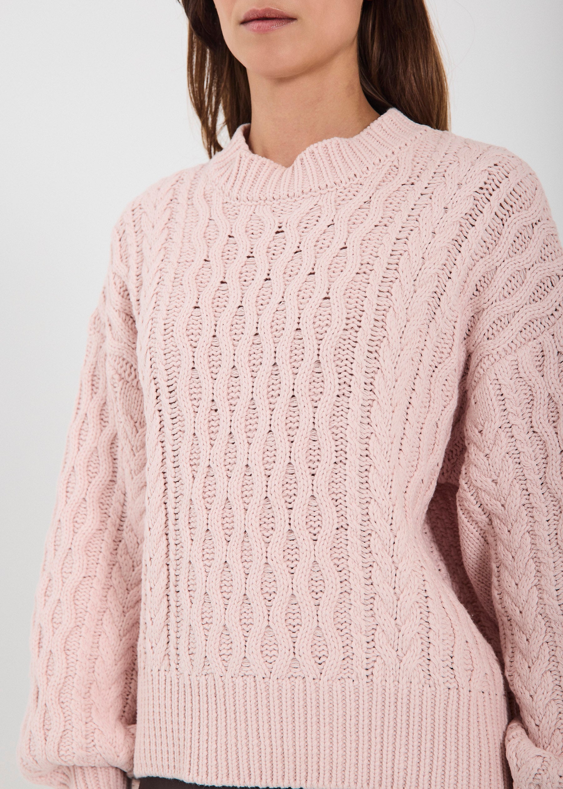 NORR Vigga cable knit top Strik Light pink