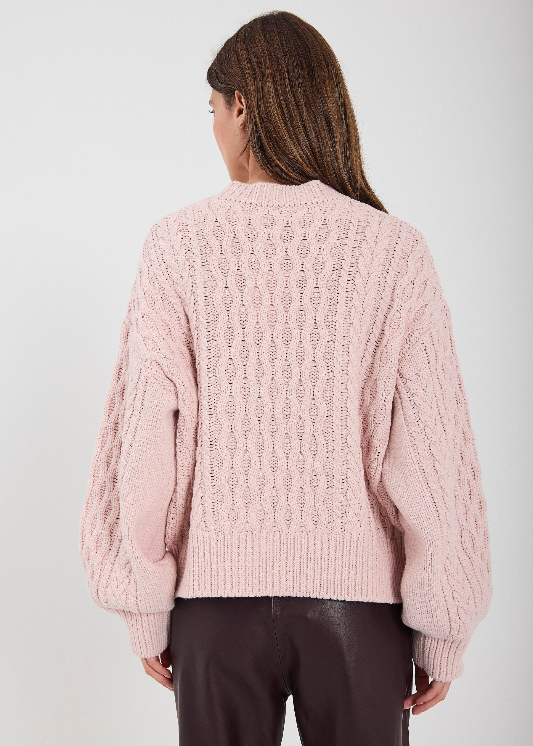 NORR Vigga cable knit top Strik Light pink