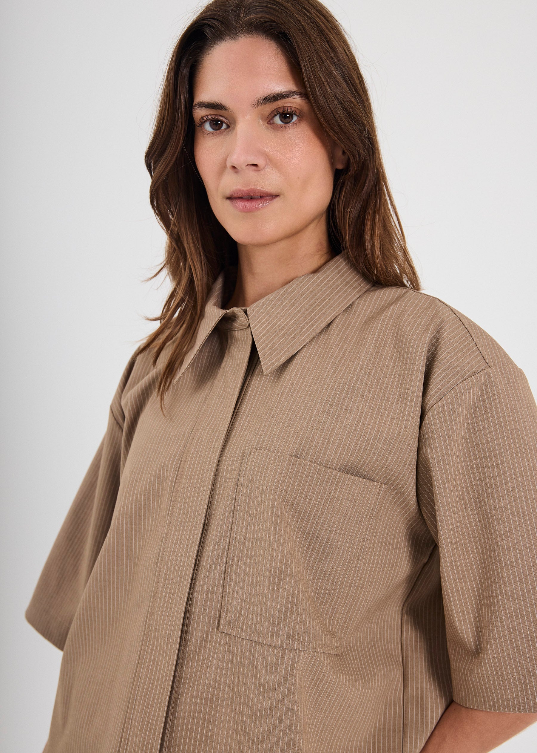 NORR Willow SS shirt Skjorter Sand stripe