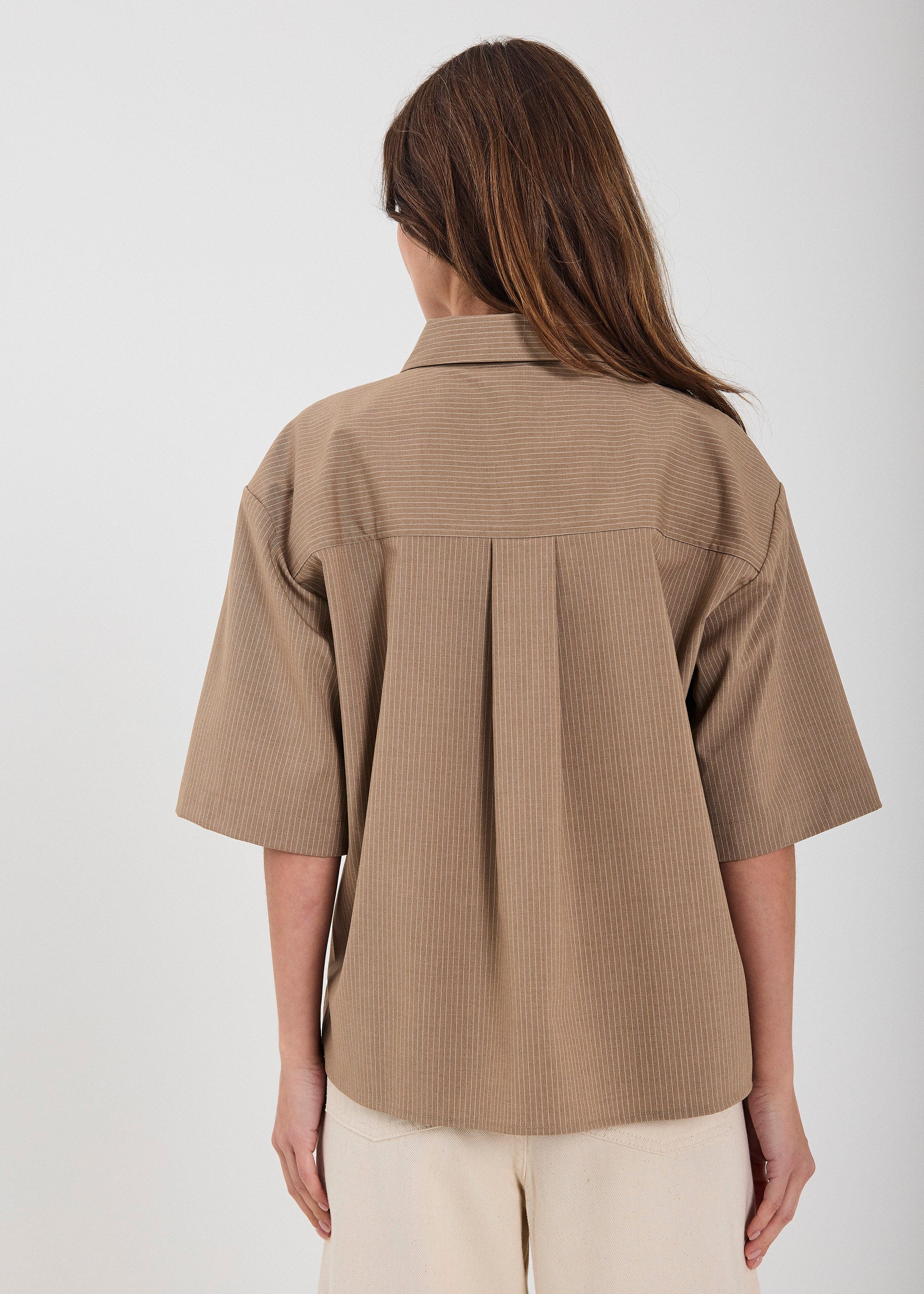 NORR Willow SS shirt Skjorter Sand stripe