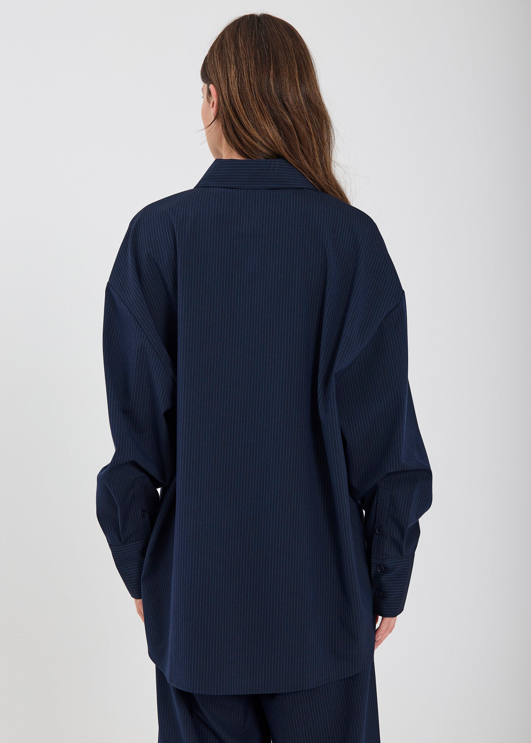 NORR Willow shirt Skjorter Navy pinstripe