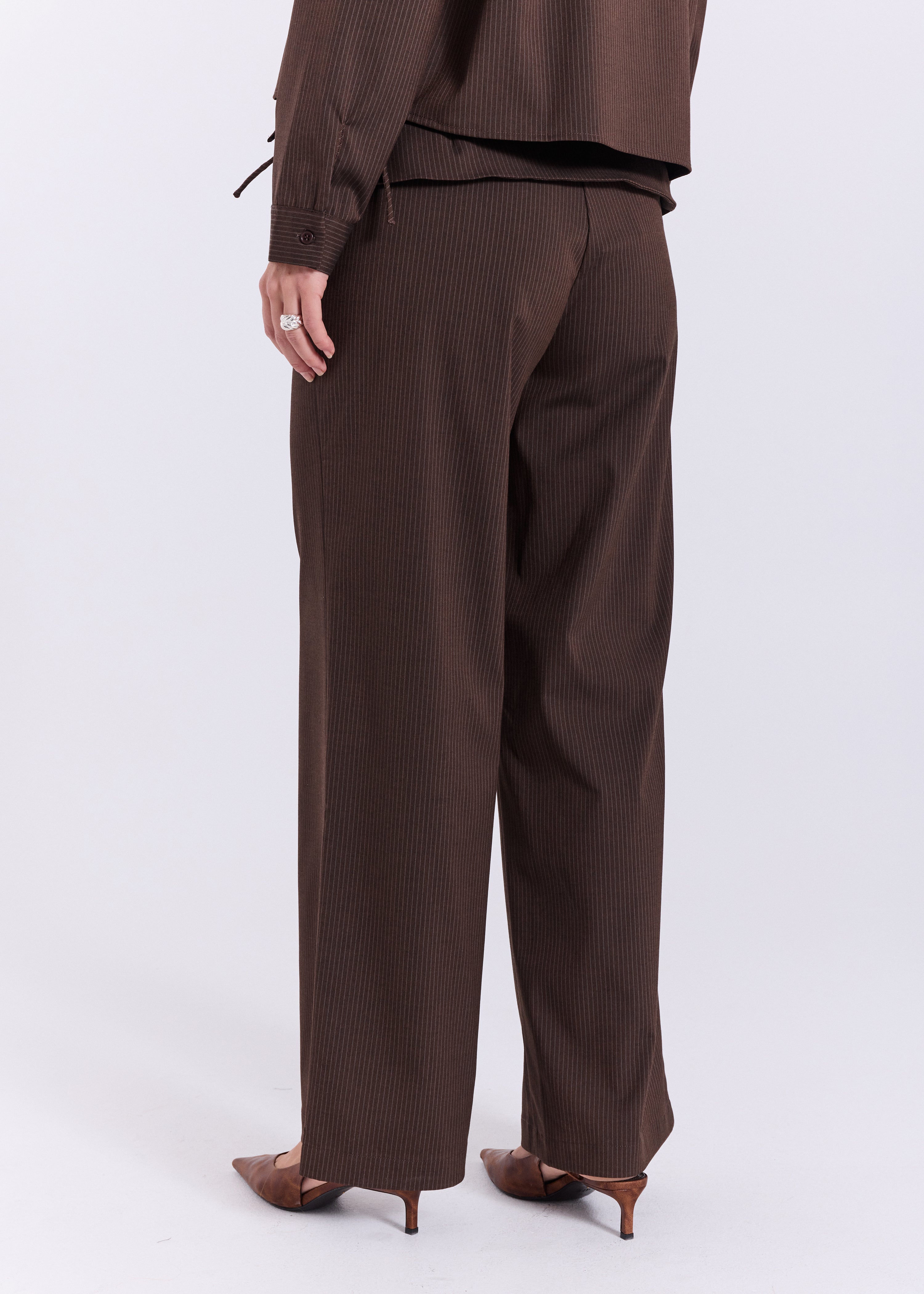 NORR Willow string pants Bukser Brown pinstripe